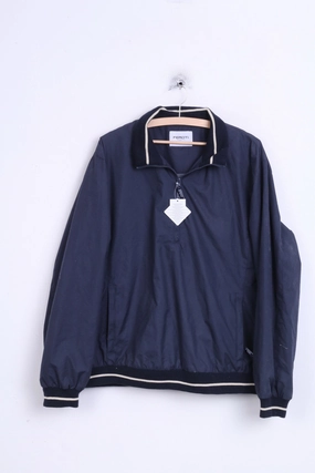 New FROTI Sport Mens XL Track Top Jacket Navy Zip Neck Teflon Vegan snap-up