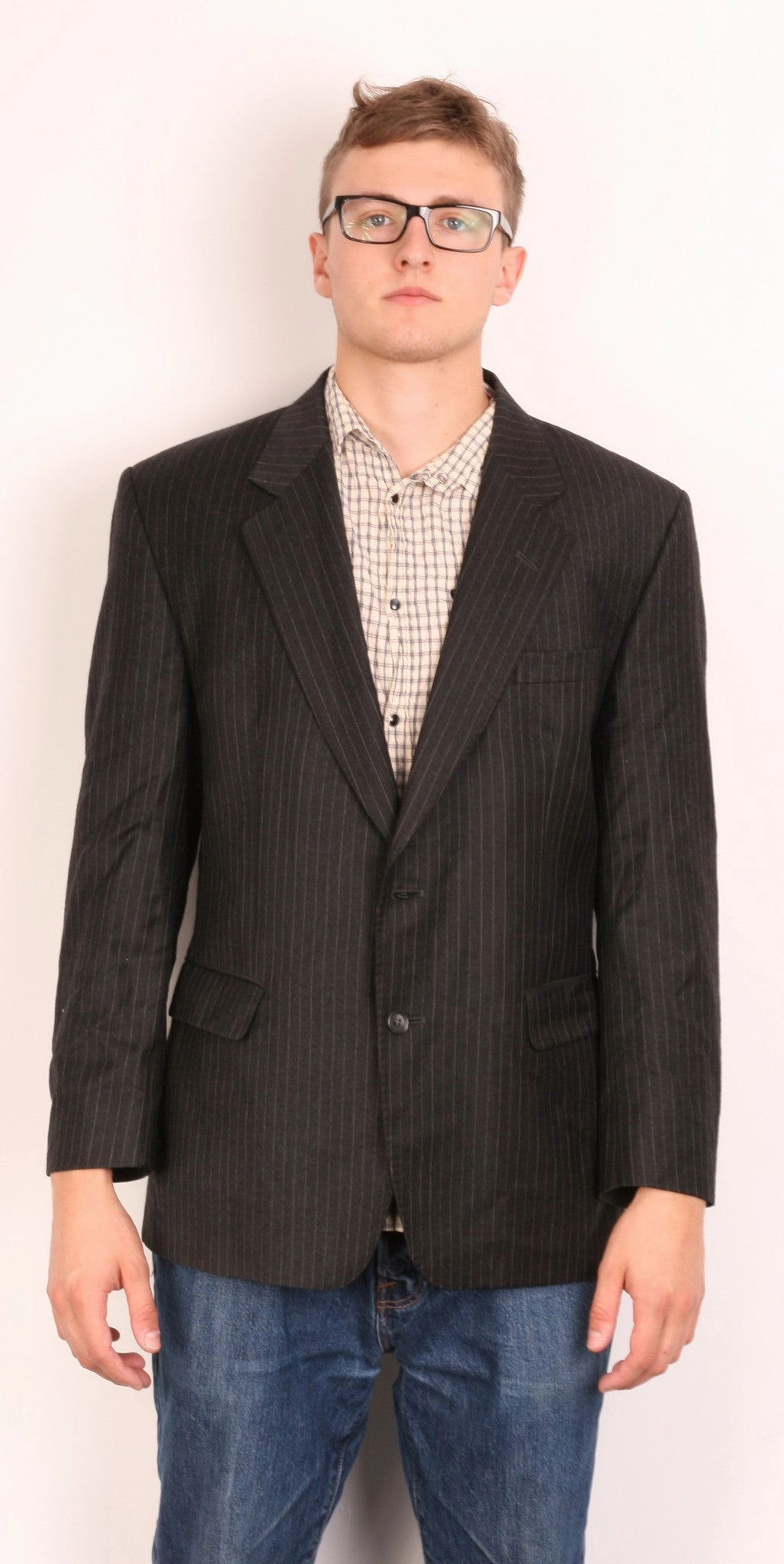 Daks Jermyn Street Mens 42 S Blazer Jacket Wool Striped Black Rain Ready
