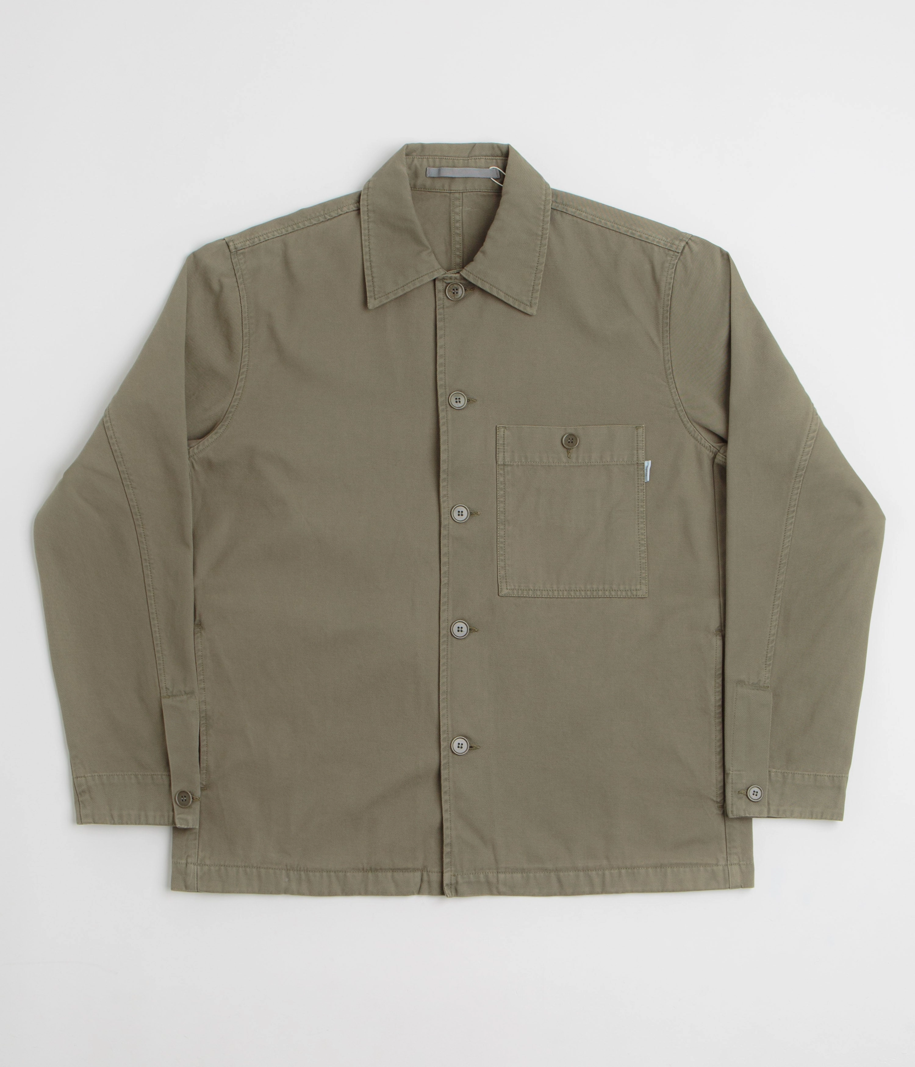 Norse Projects Standard Twill Overshirt - Sediment Green Low Bulk Design