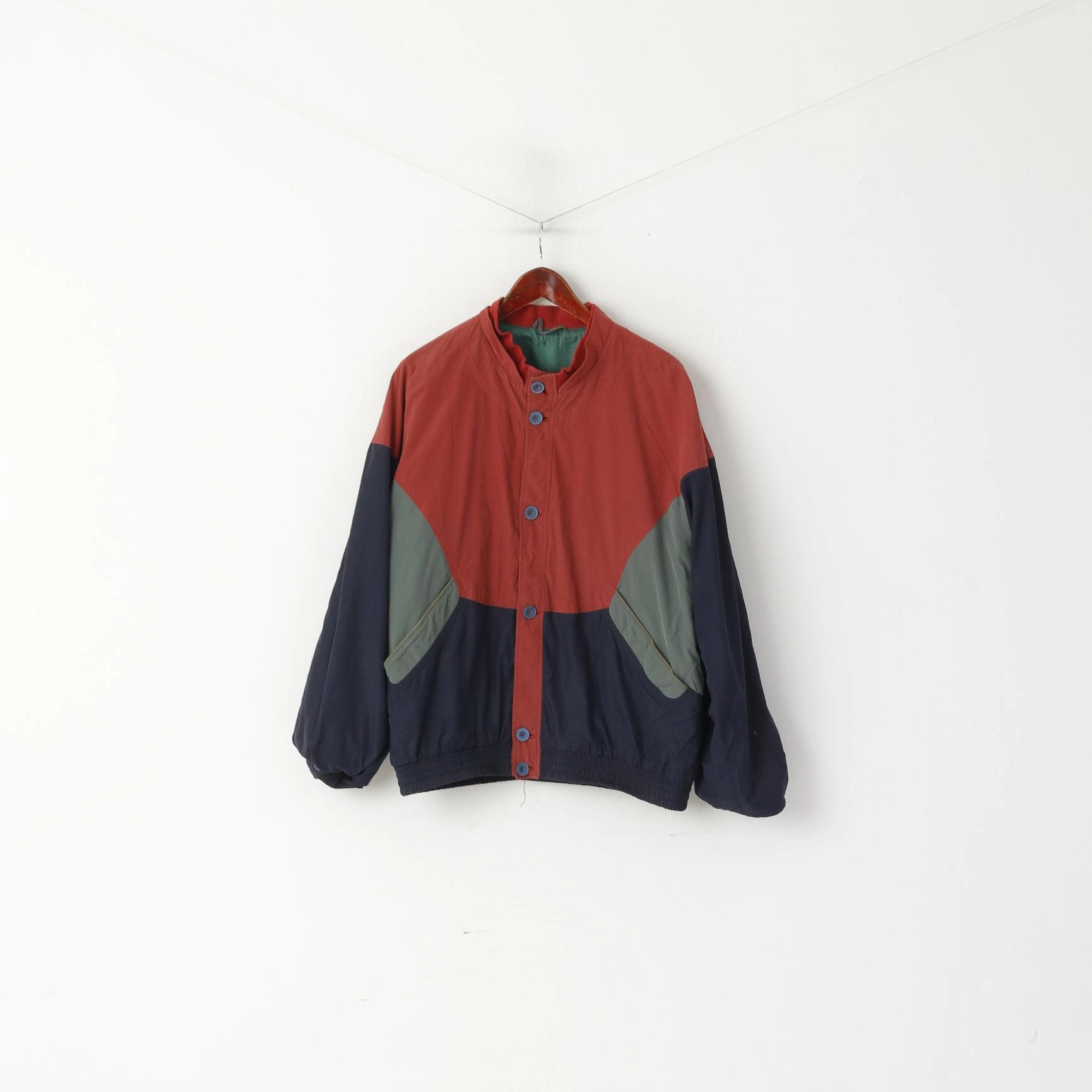 Daniel Hechter Men 54 L Bomber Jacket Navy Vintage Nylon Buttoned Soft Top Sport Comfort