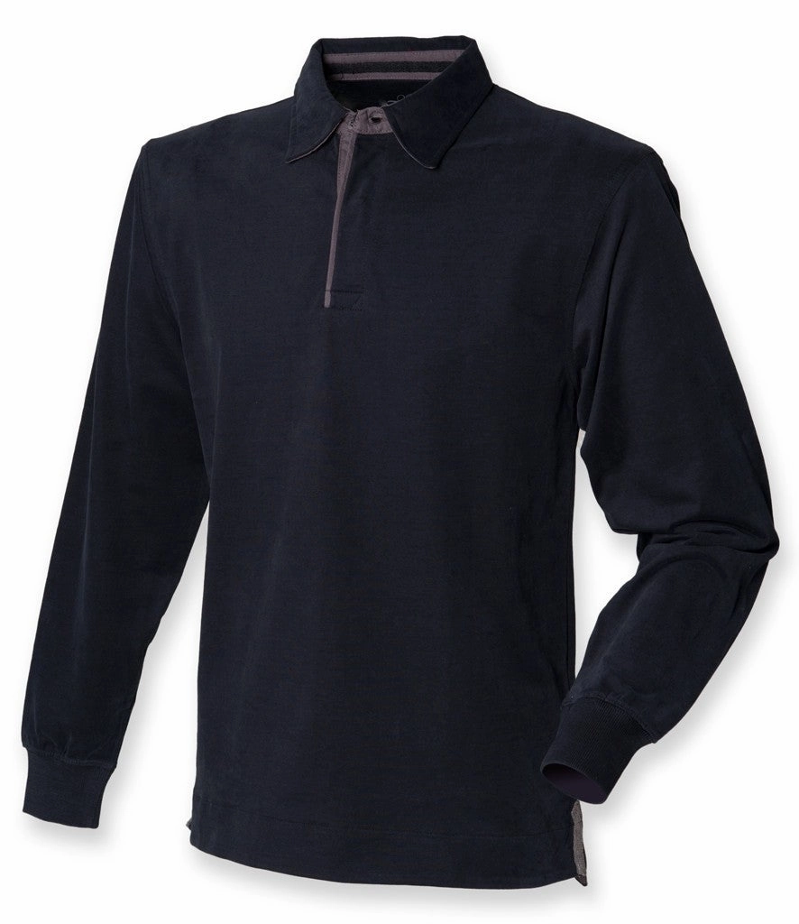 Effortless Wear Travel Essential Brushed Long Sleeve Rugby Shirt | BLACK