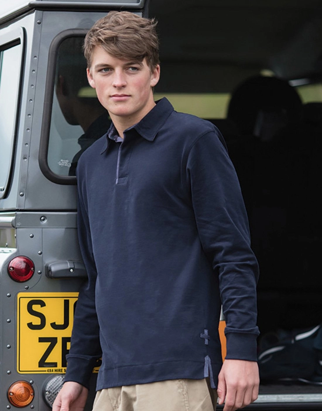 Simple Top Brushed Long Sleeve Rugby Shirt | BLACK