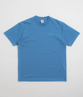 Wrinkle-Free Travel Trend Polar Contrast Stroke Logo T-Shirt - French Blue
