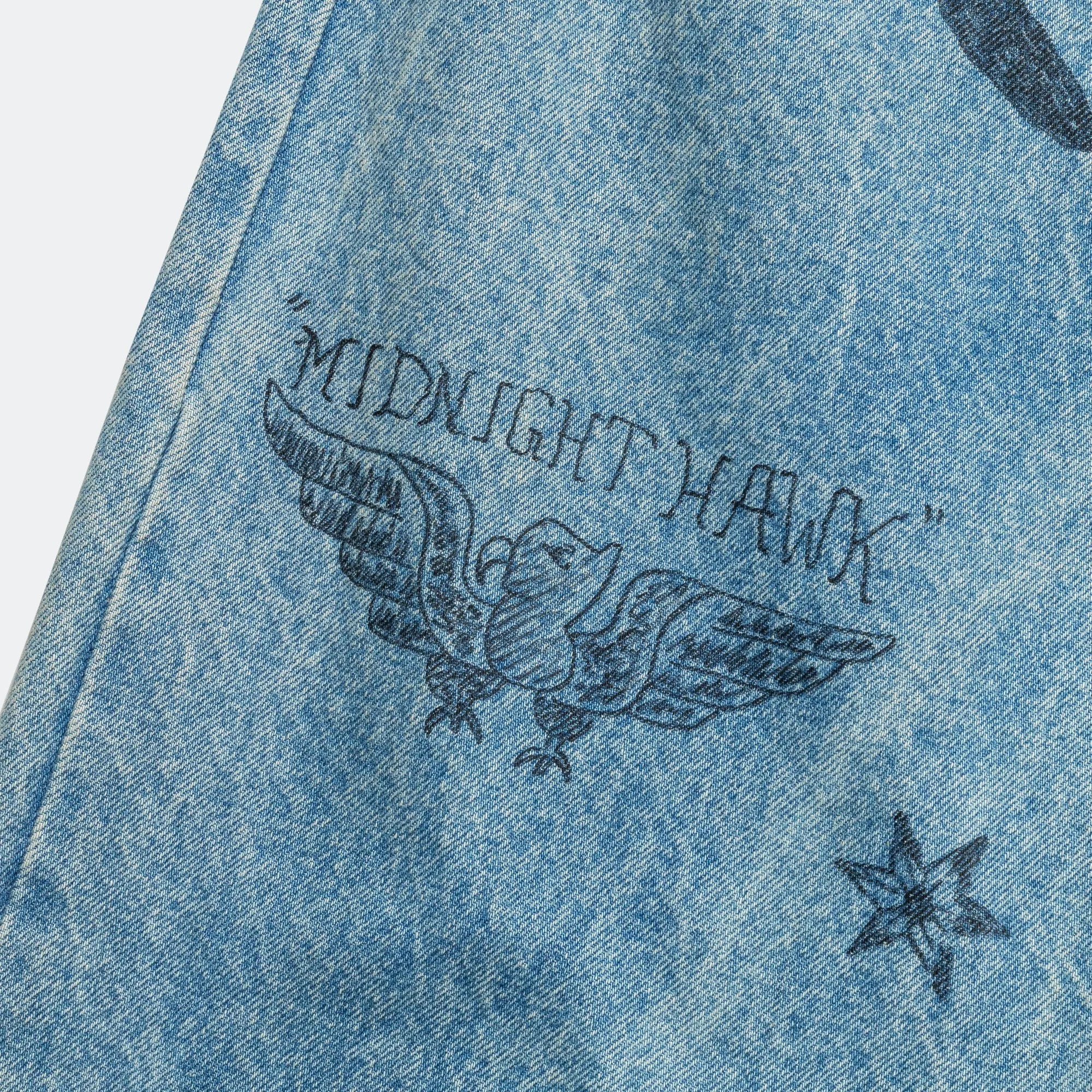 Denim Marker Drawn Jeans - Blue Indigo All Day Comfort Design Non Fading Technology