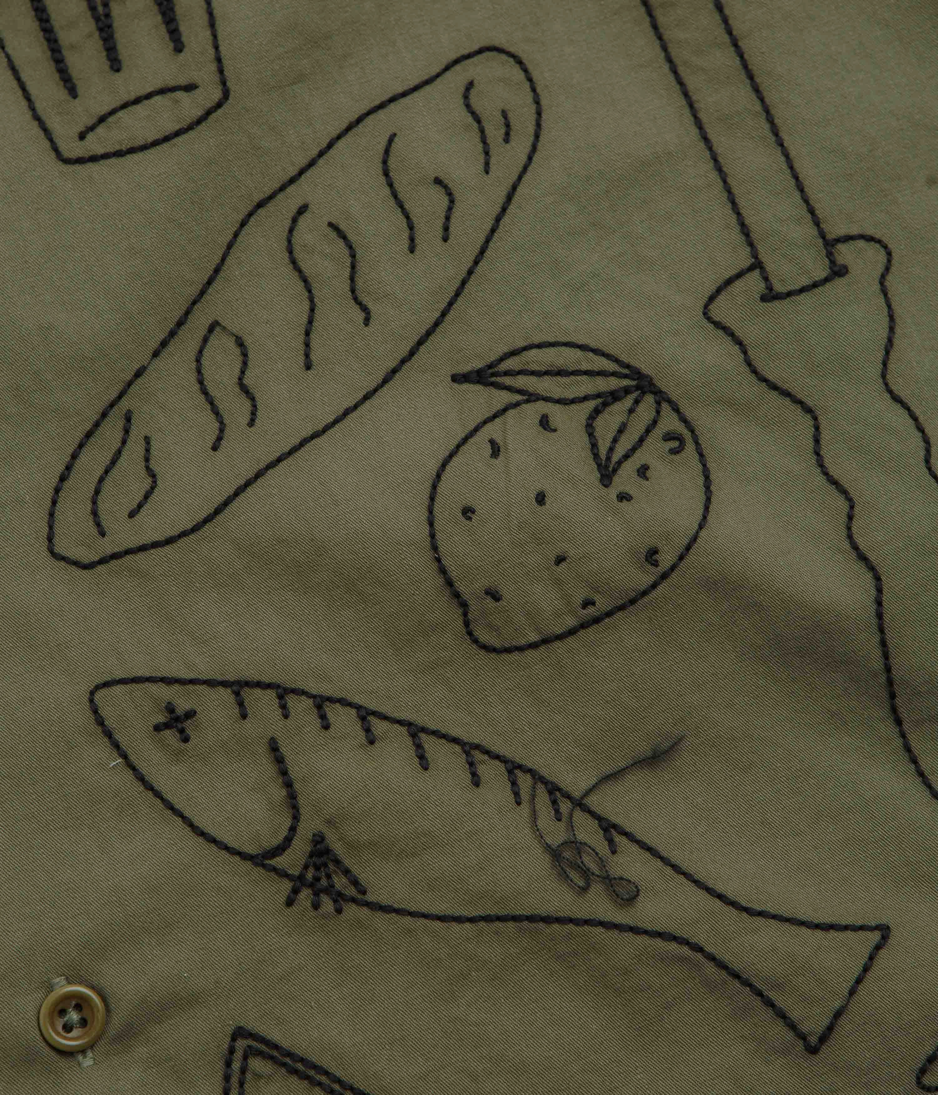 Multi Pocket Utility Service Works Light Twill Picnic Short Sleeve Shirt - Olive