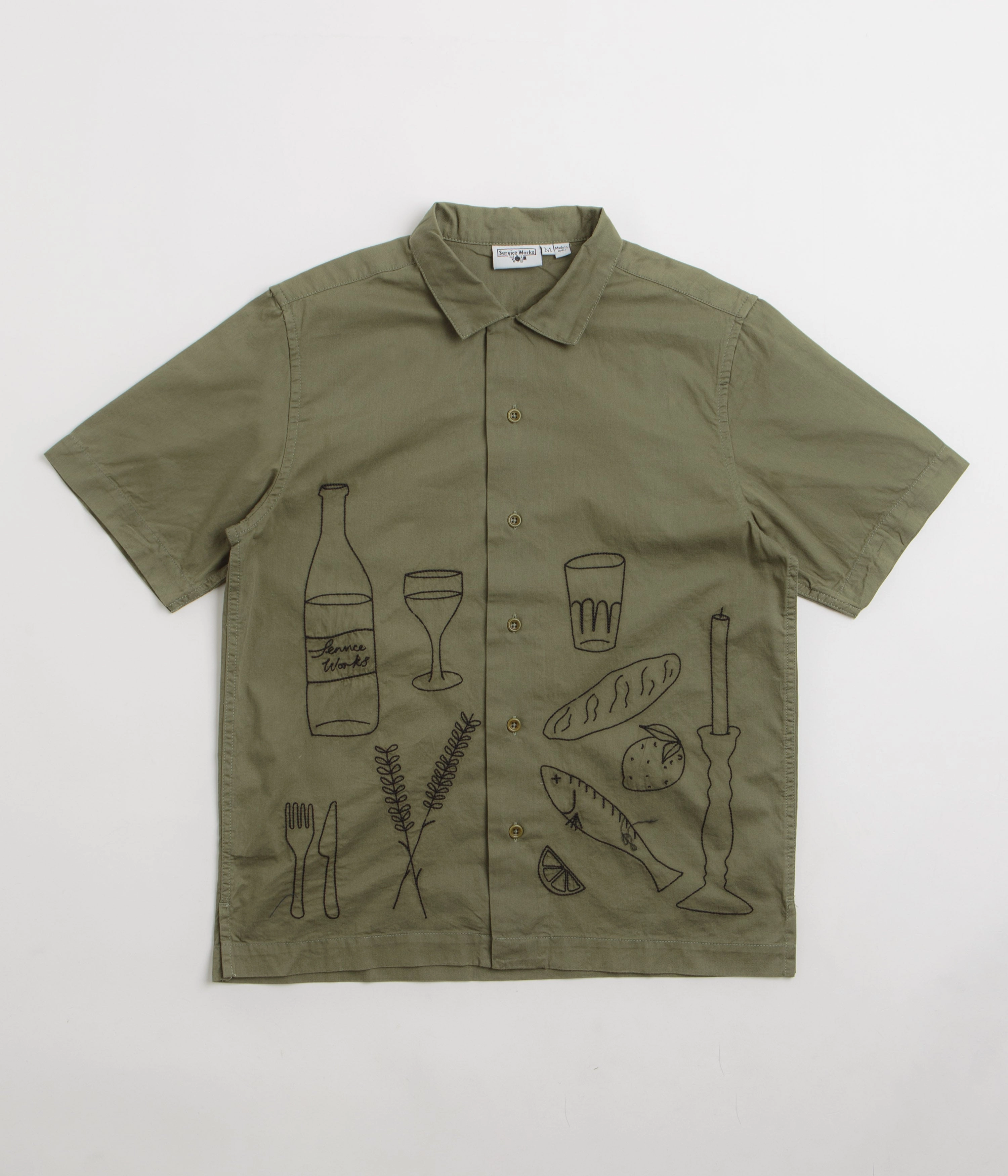 Breathable Lining Service Works Light Twill Picnic Short Sleeve Shirt - Olive