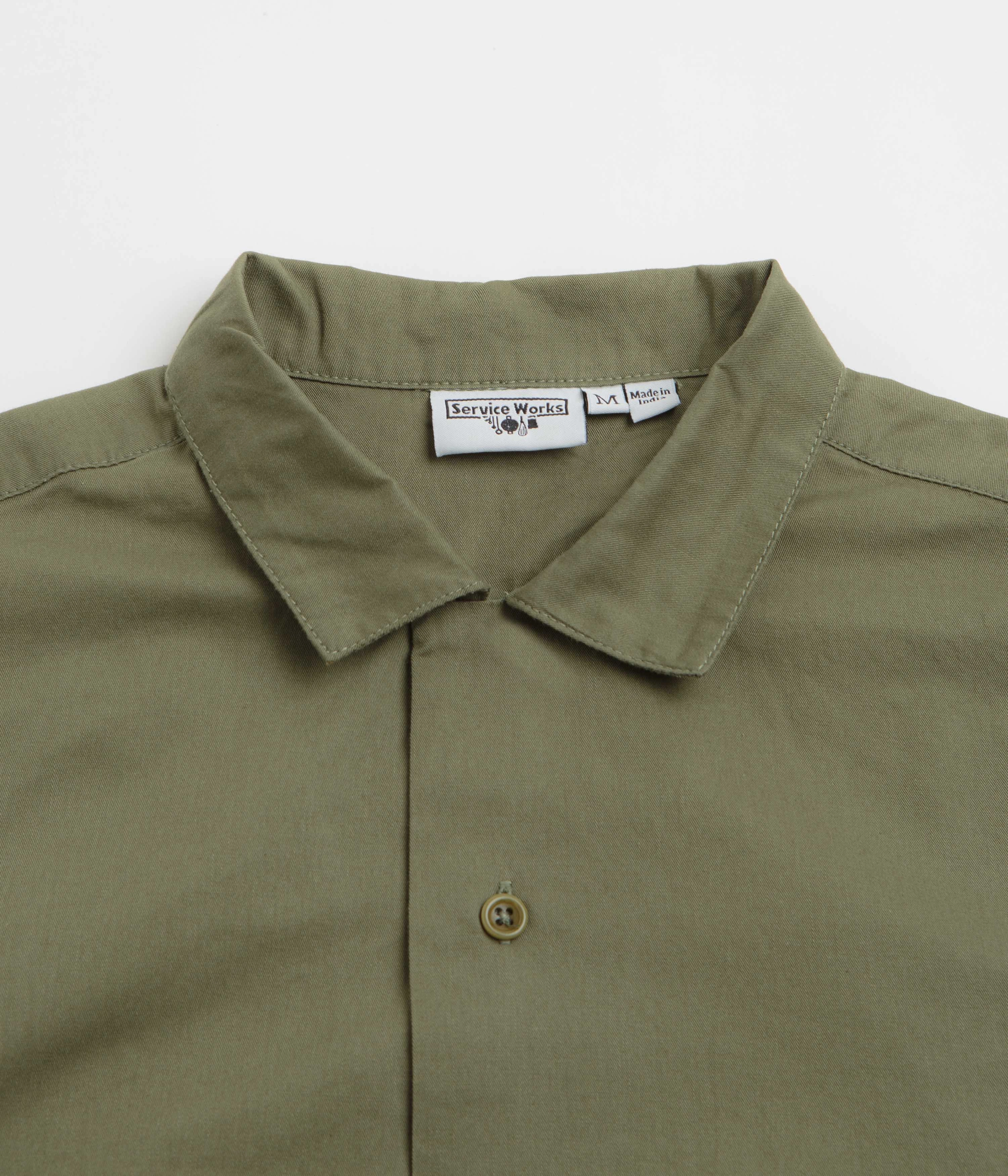 Service Works Light Twill Picnic Short Sleeve Shirt - Olive High-Quality Fabric