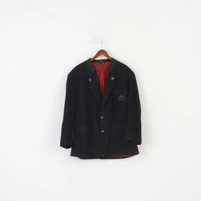 Julius Lang Men 28 58 Blazer Charcoal Bottoms Wool Embroidered Vintage Tiroler Loden Jacket Approach Panama