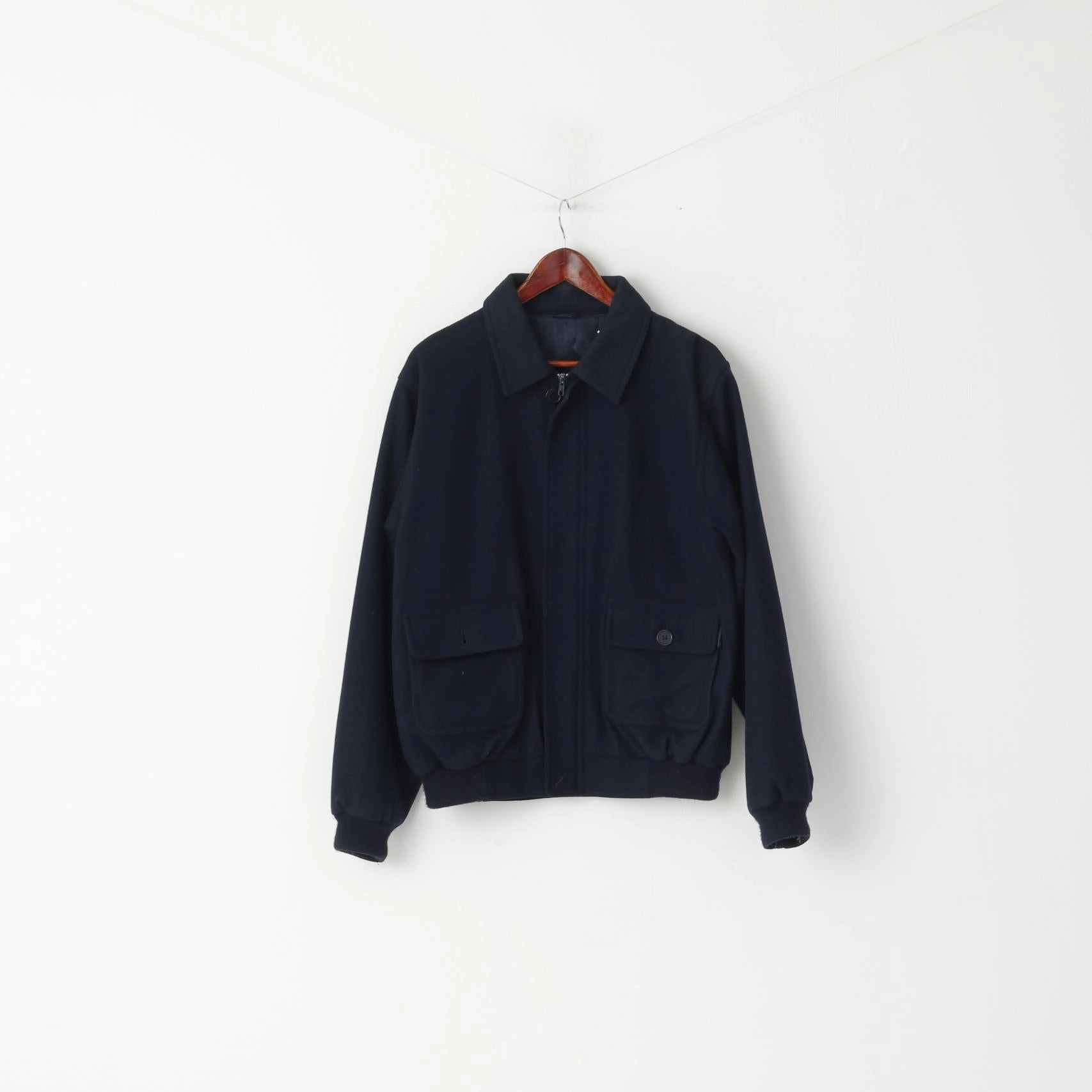 desert Union River Men M 44/46 Jacket Navy Wool Classic Outdoor Casuals Zip Up Top