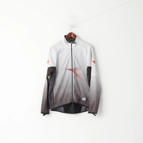 spring season Diadora Men XL Jacket Grey Run Full Zipper Windtex Activewear Lightweight Top
