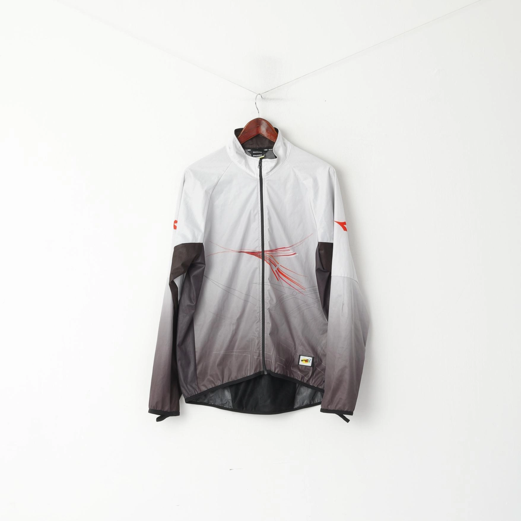 spring season Diadora Men XL Jacket Grey Run Full Zipper Windtex Activewear Lightweight Top