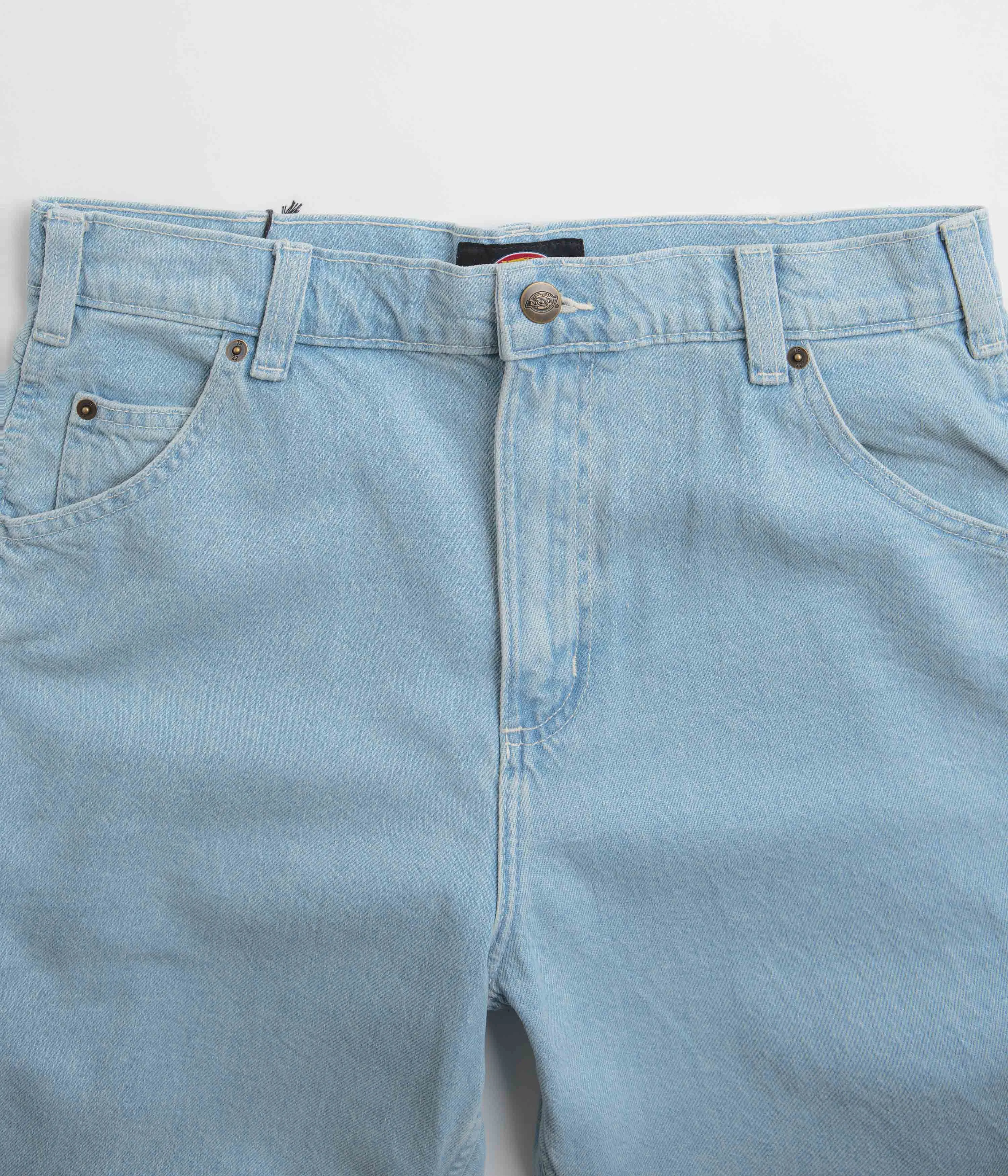 Non Restrictive Fit Anti Slip Waist Grip Dickies Garyville Denim Shorts - Vintage Aged Blue