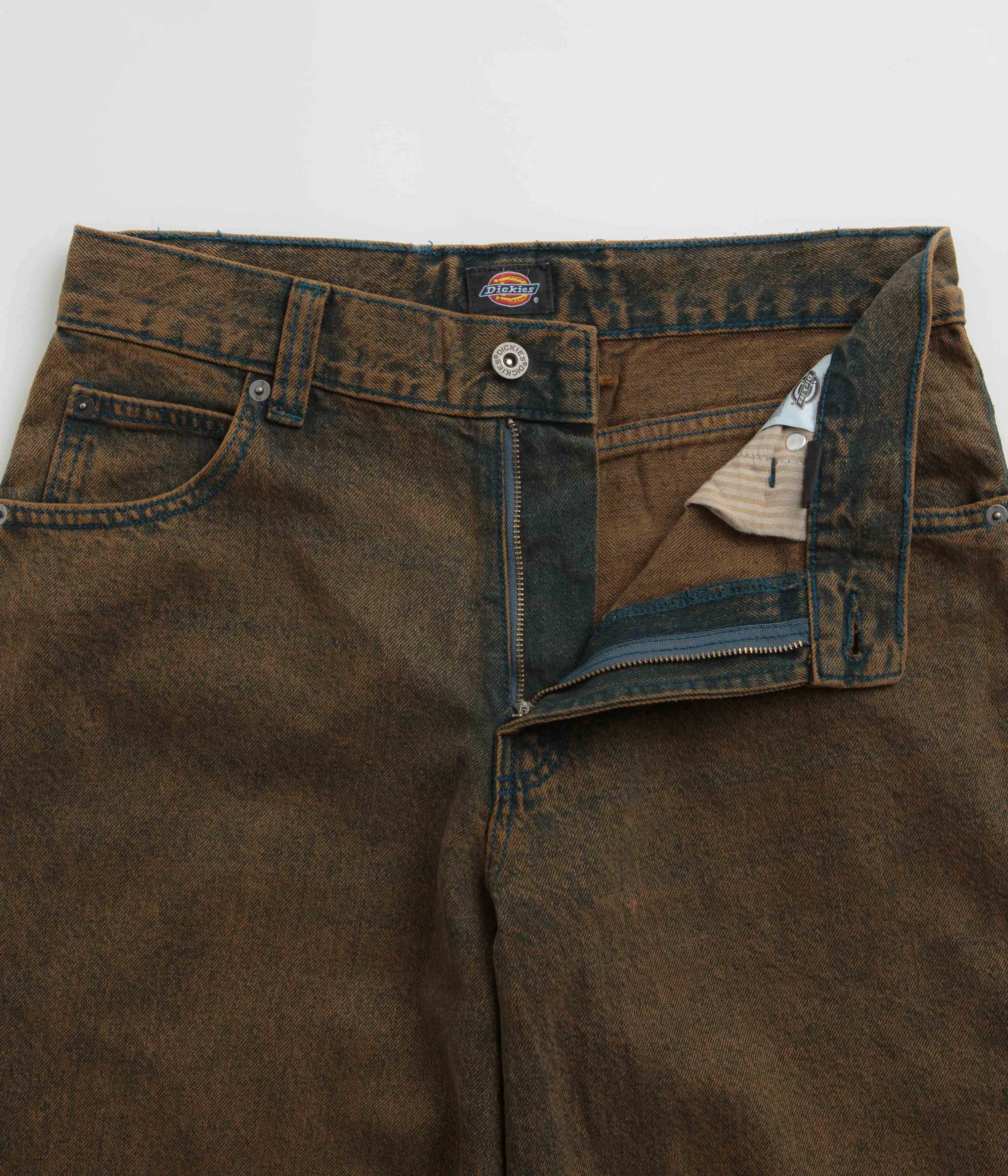 Spring Mood Bold Look Stay Comfortable Dickies Loose Wave Jeans - Indigo Brown Tinted