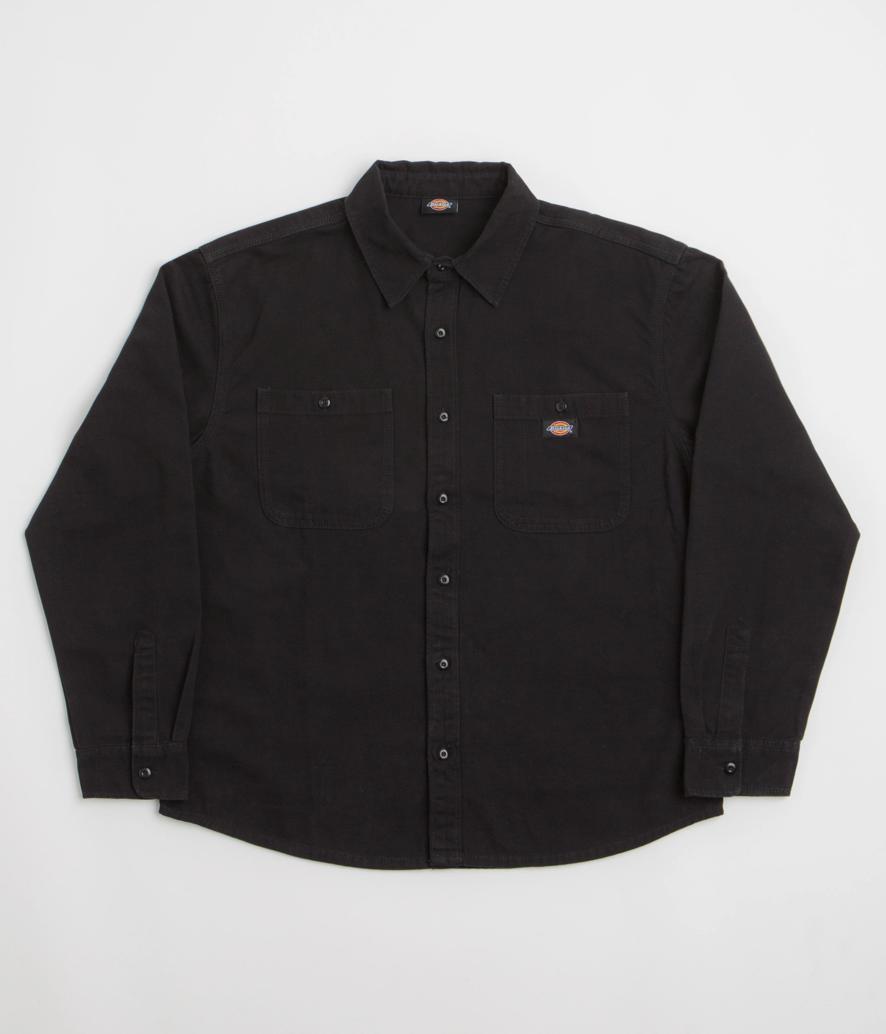 Lace Accent Morning Comfort Dickies Canvas Shirt - Black