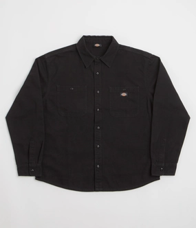 Lace Accent Morning Comfort Dickies Canvas Shirt - Black