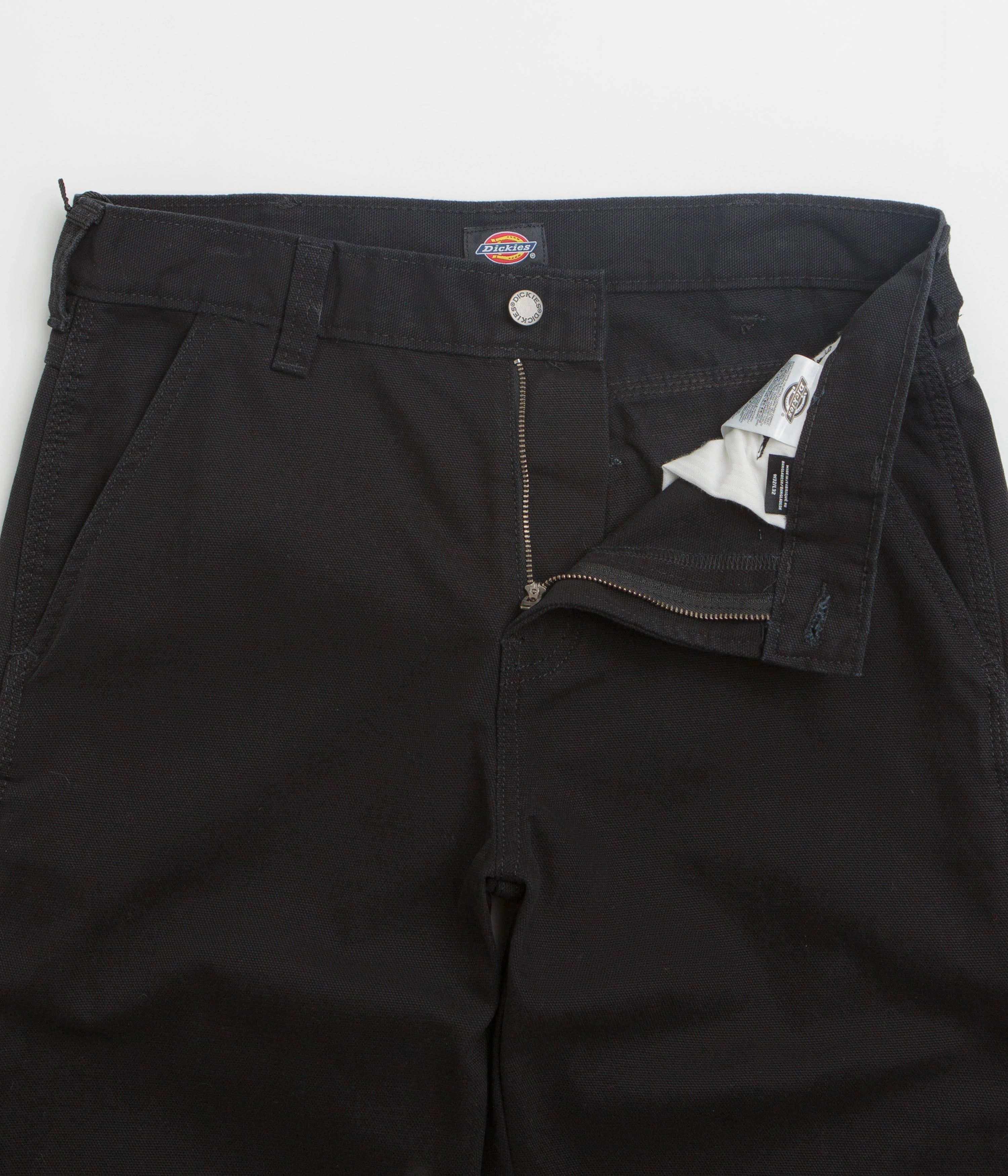 Minimal Vibe Flat Lock Seams Dickies Carpenter Canvas Pants - Black