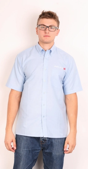 Dickies Mens 15.5/39 L/XL Casual Shirt Blue Short Sleeve Summer Cotton Comfort-First