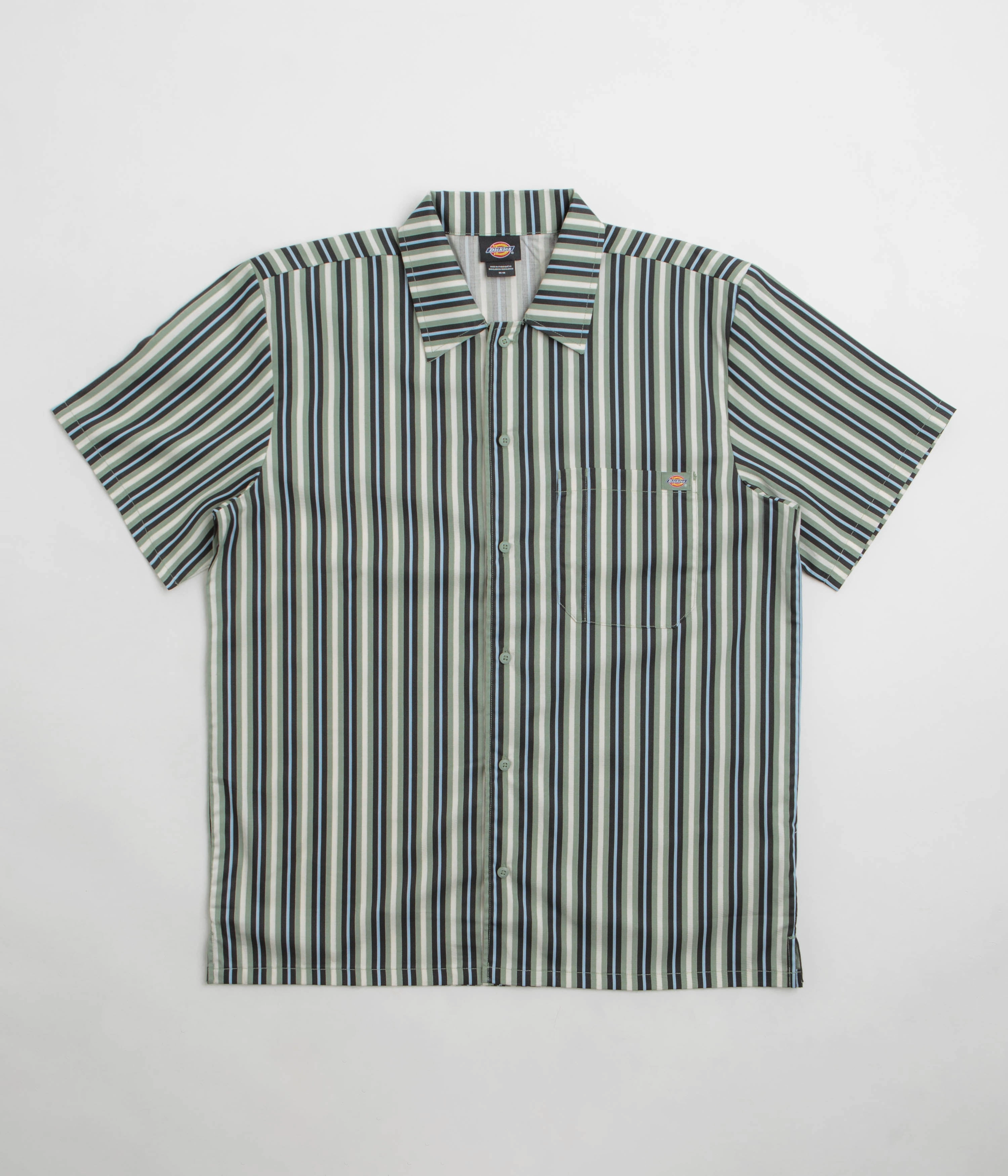 Dickies Multi Stripe Work Short Sleeve Shirt - Iceberg Green Solid Hue Lightweight Material