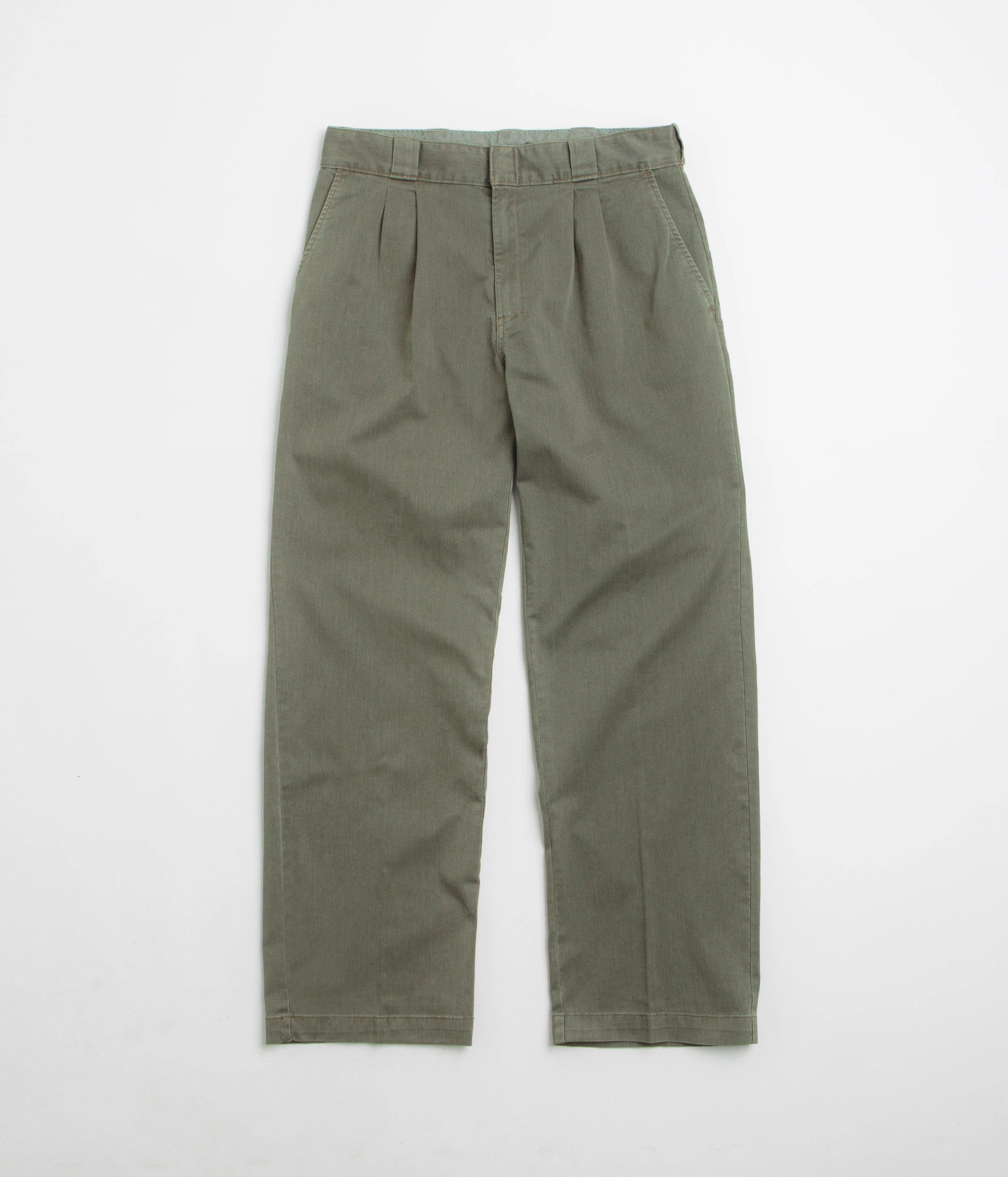 Quality Fabric Soft Texture Dickies Unionville Pleated Work Pants - Military Green