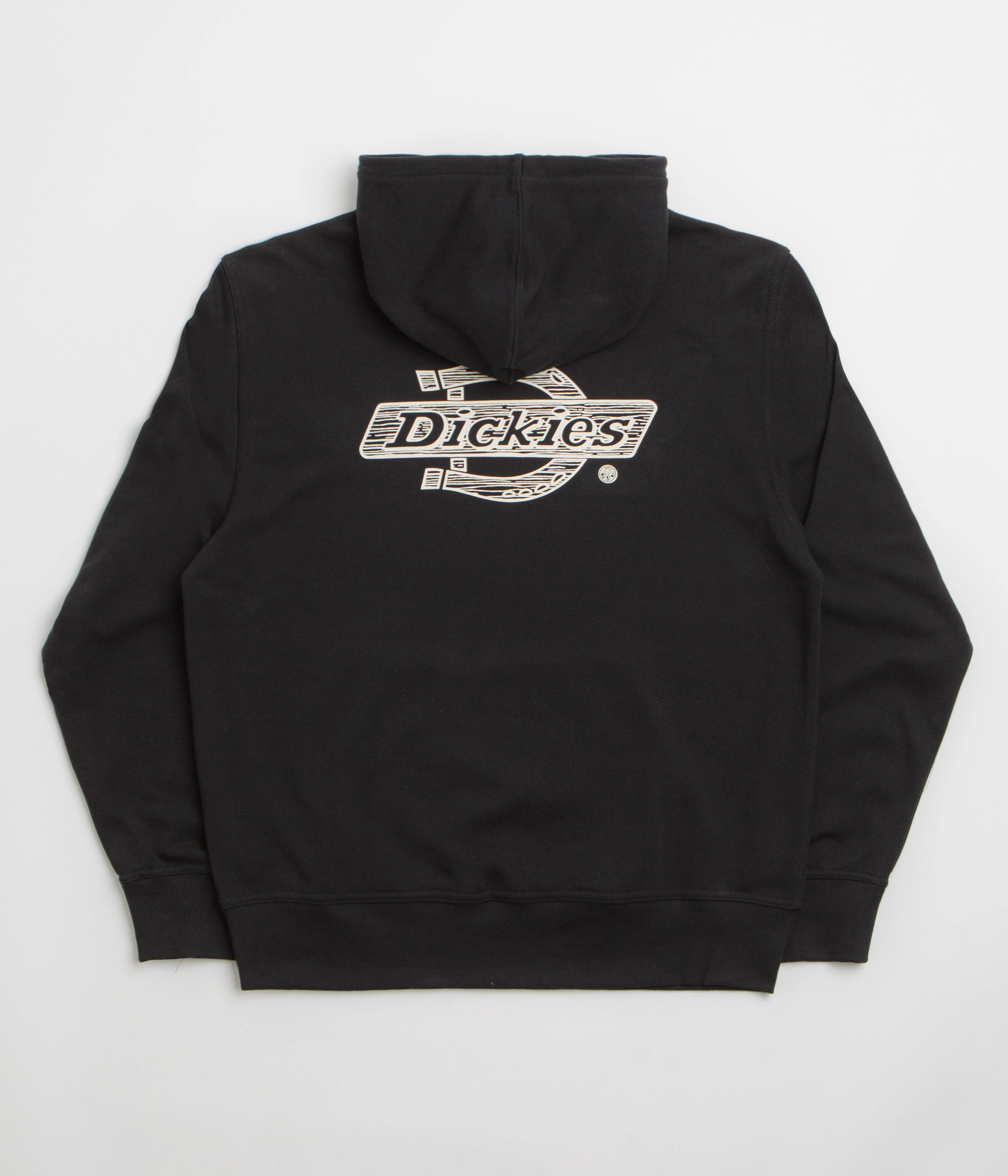 Winter Mode Compact Ribbed Cuffs Dickies Wood Logo Hoodie - Black