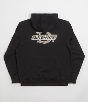 Winter Mode Compact Ribbed Cuffs Dickies Wood Logo Hoodie - Black