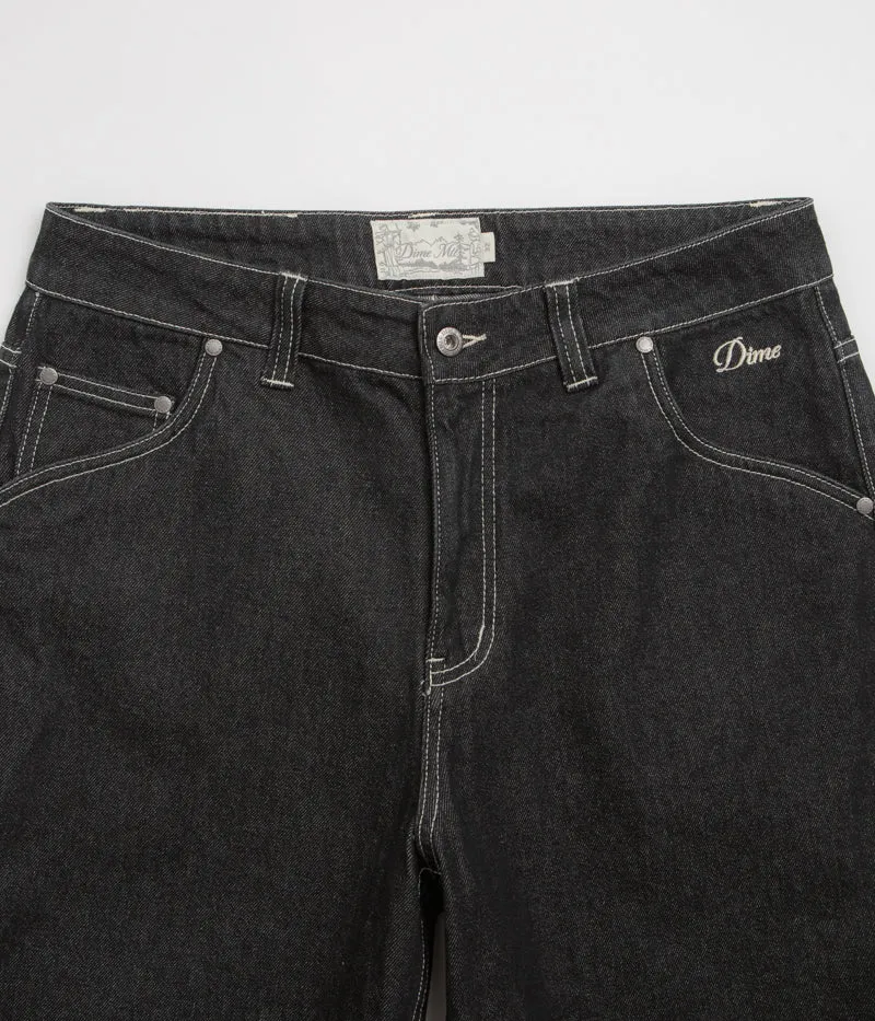 Double Layered Panels Dime Classic Denim Shorts - Black Washed