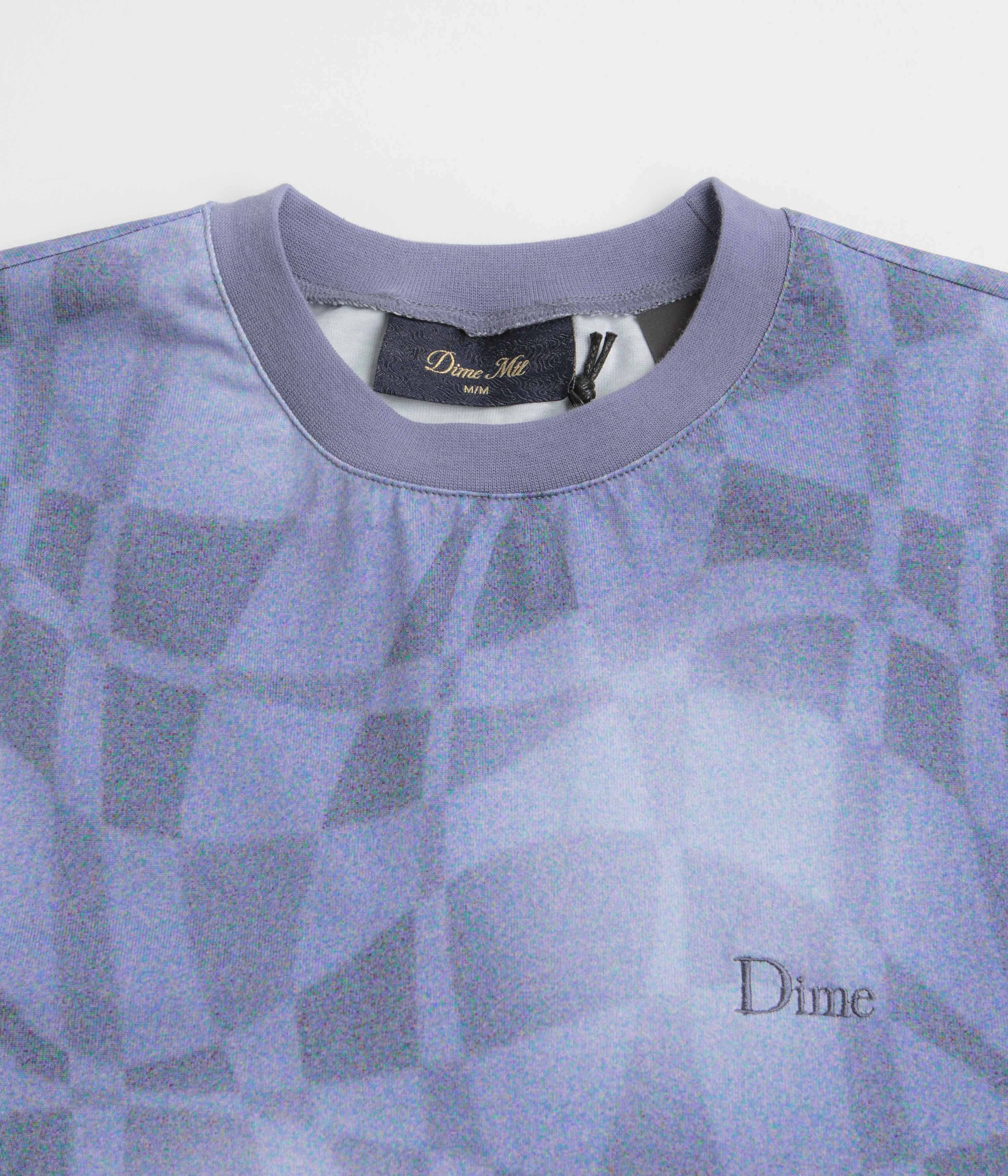 Dime Abstract Long Sleeve T-Shirt - Static Blue Non Irritating Seams