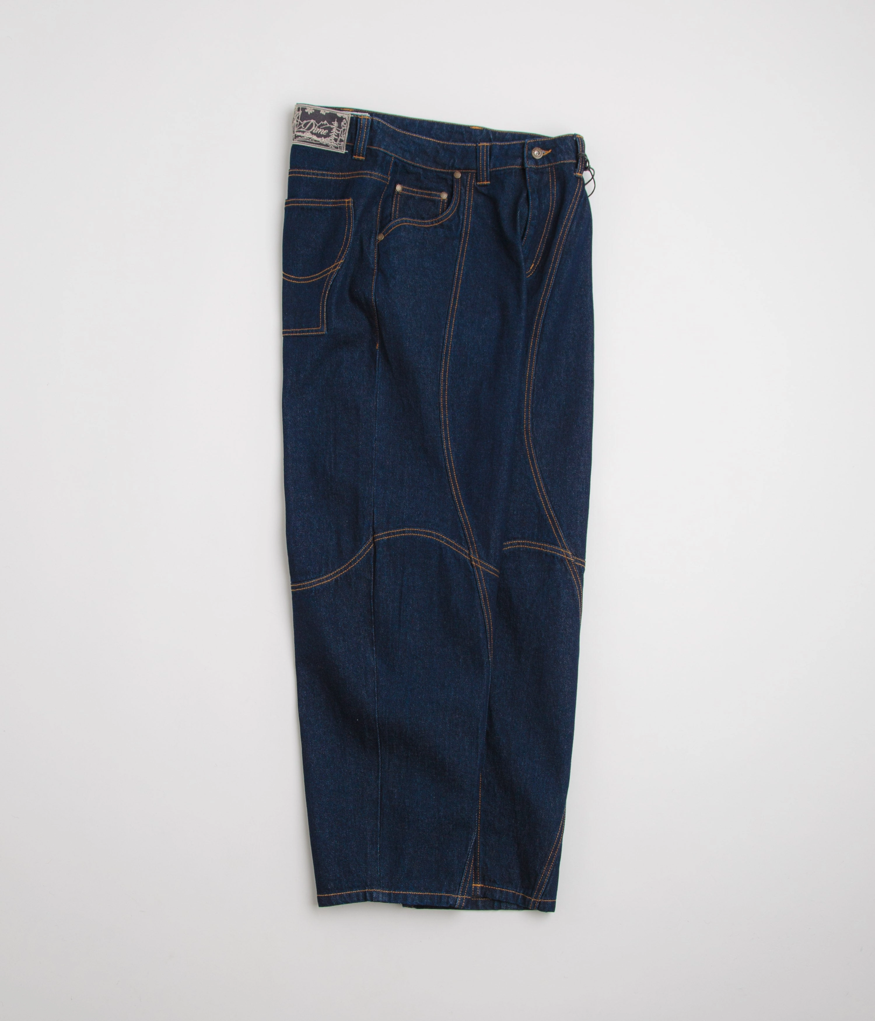Soft Lining Dime Classic Baggy Denim Pants - Indigo Paneled
