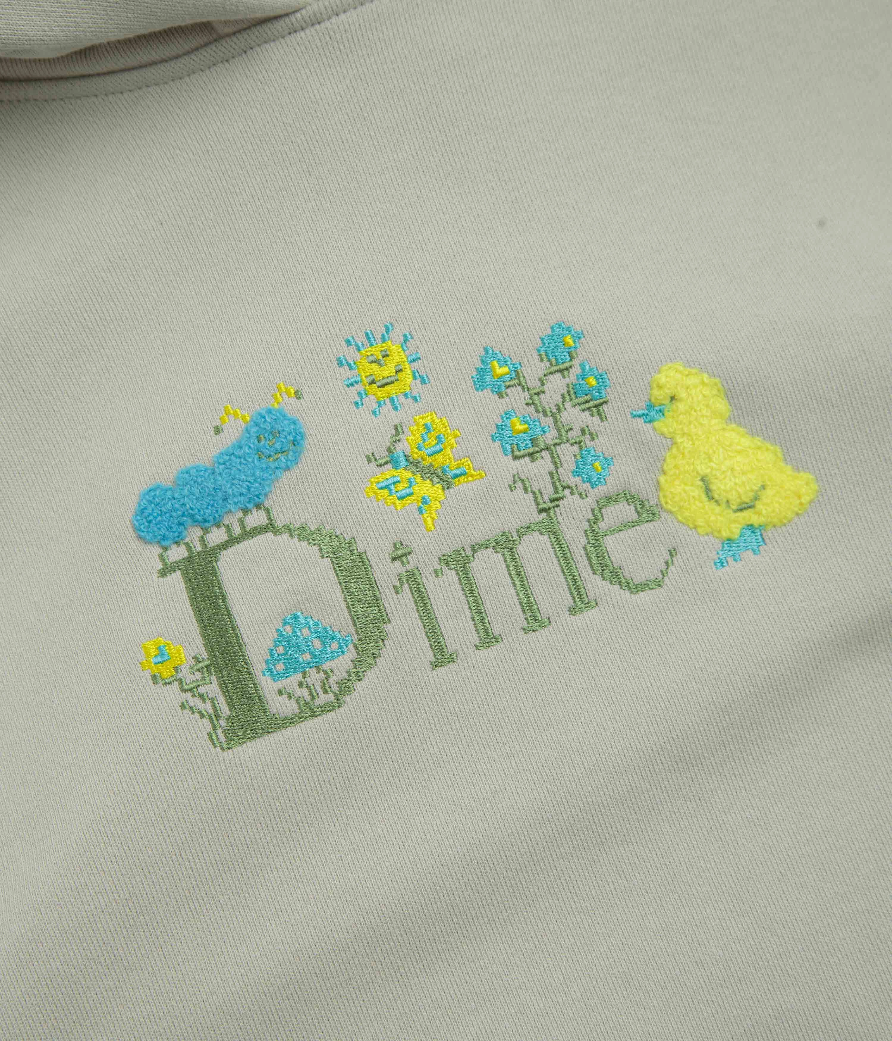 summer clothing Outdoor Activity Dime Classic Cross Stitch Hoodie - Charcoal Moss