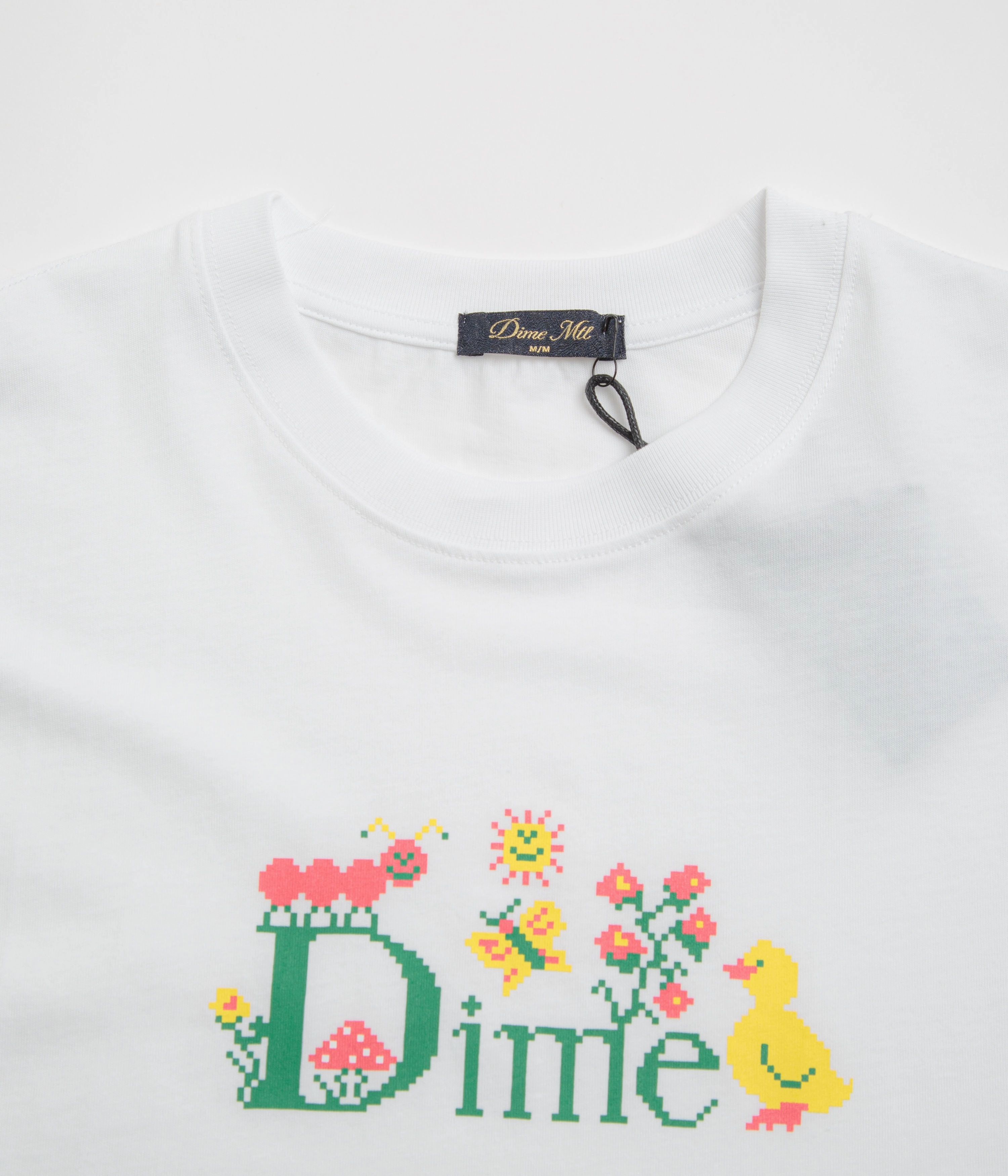 Sustainable Textile Dime Classic Cross Stitch T-Shirt - White