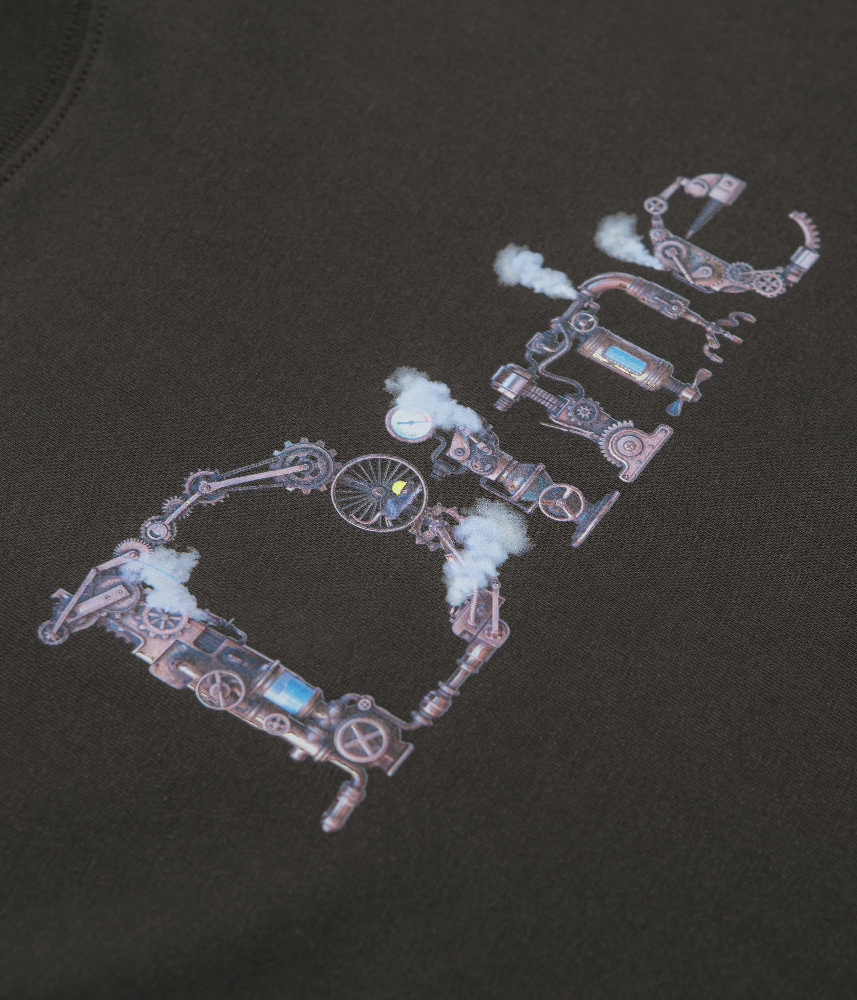 Double Stitched Hem Cool Layer Wear Dime Classic Steampunk T-Shirt - Vintage Black