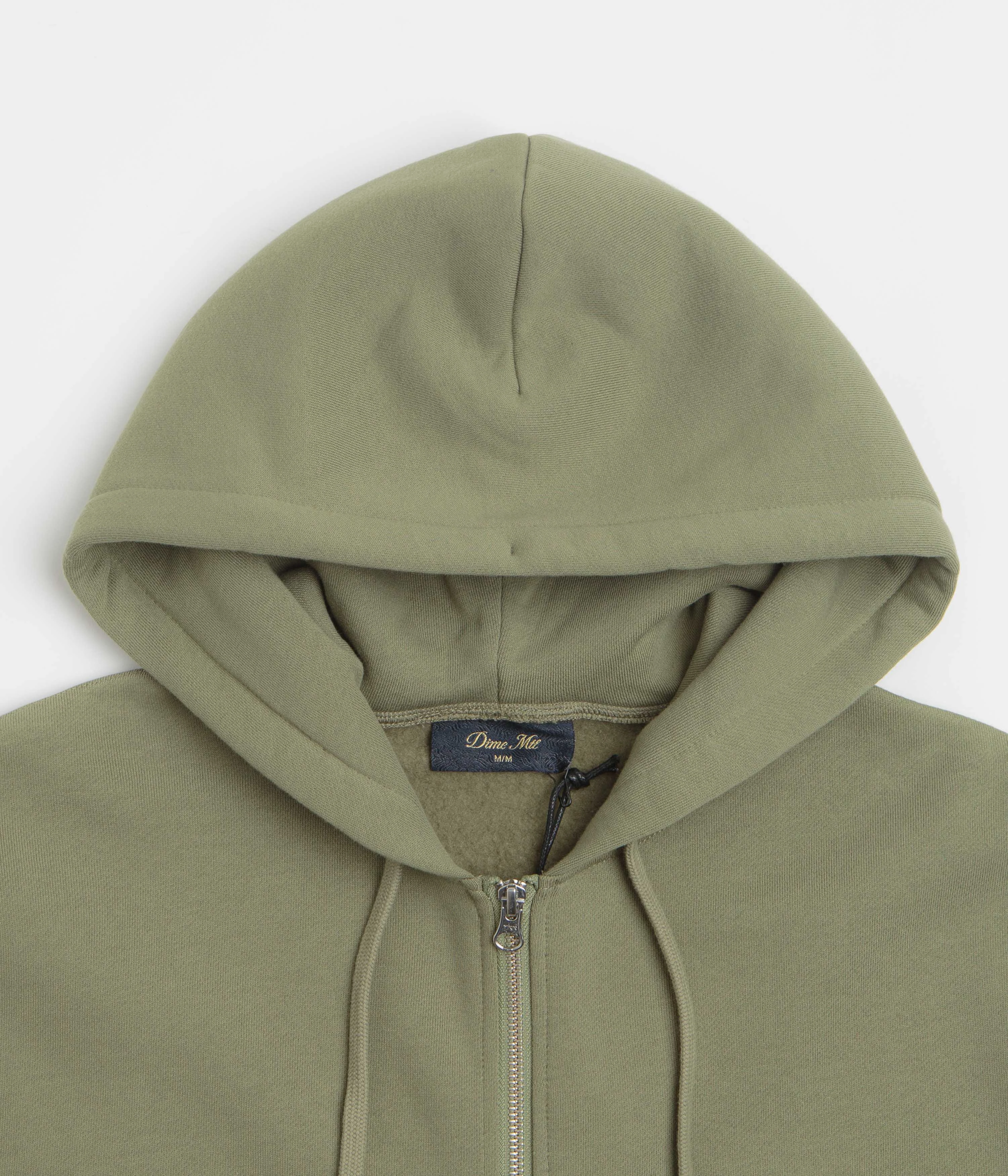 Dime Cursive Full Zip Hoodie - Army Green Cinco de Mayo wear Concert wear