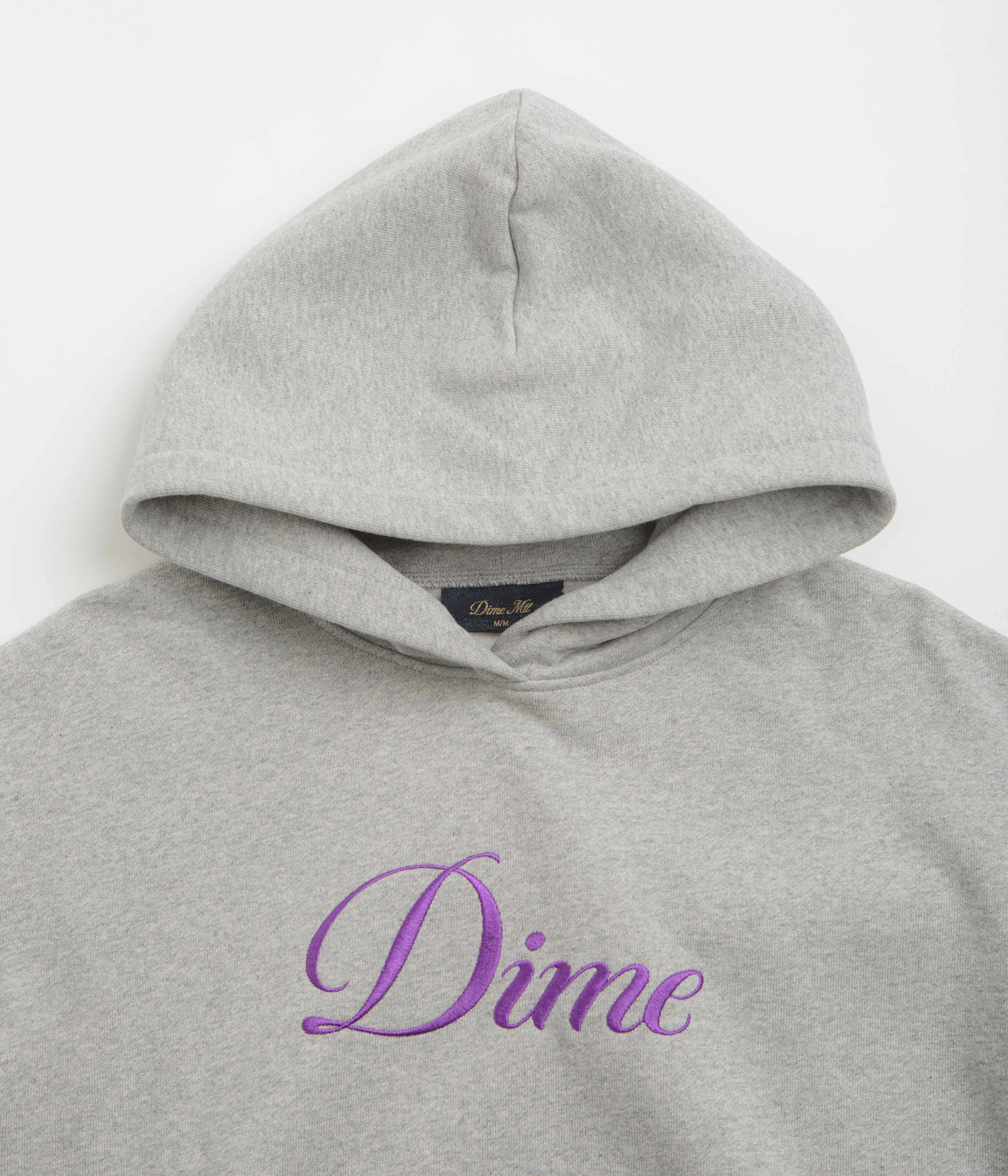 painting clothes Dime Cursive Hoodie - Heather Grey - Pink
