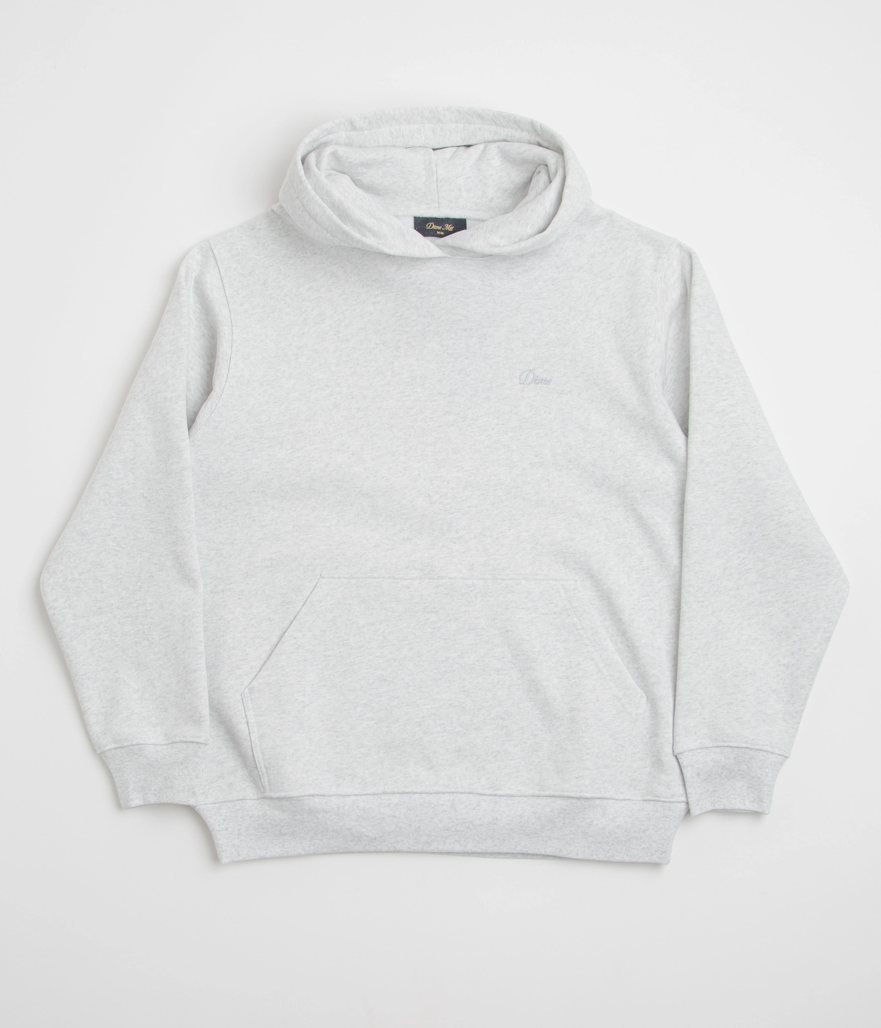 Moisture Wicking Lining Elephant like Dime Cursive Small Logo Hoodie - Ash