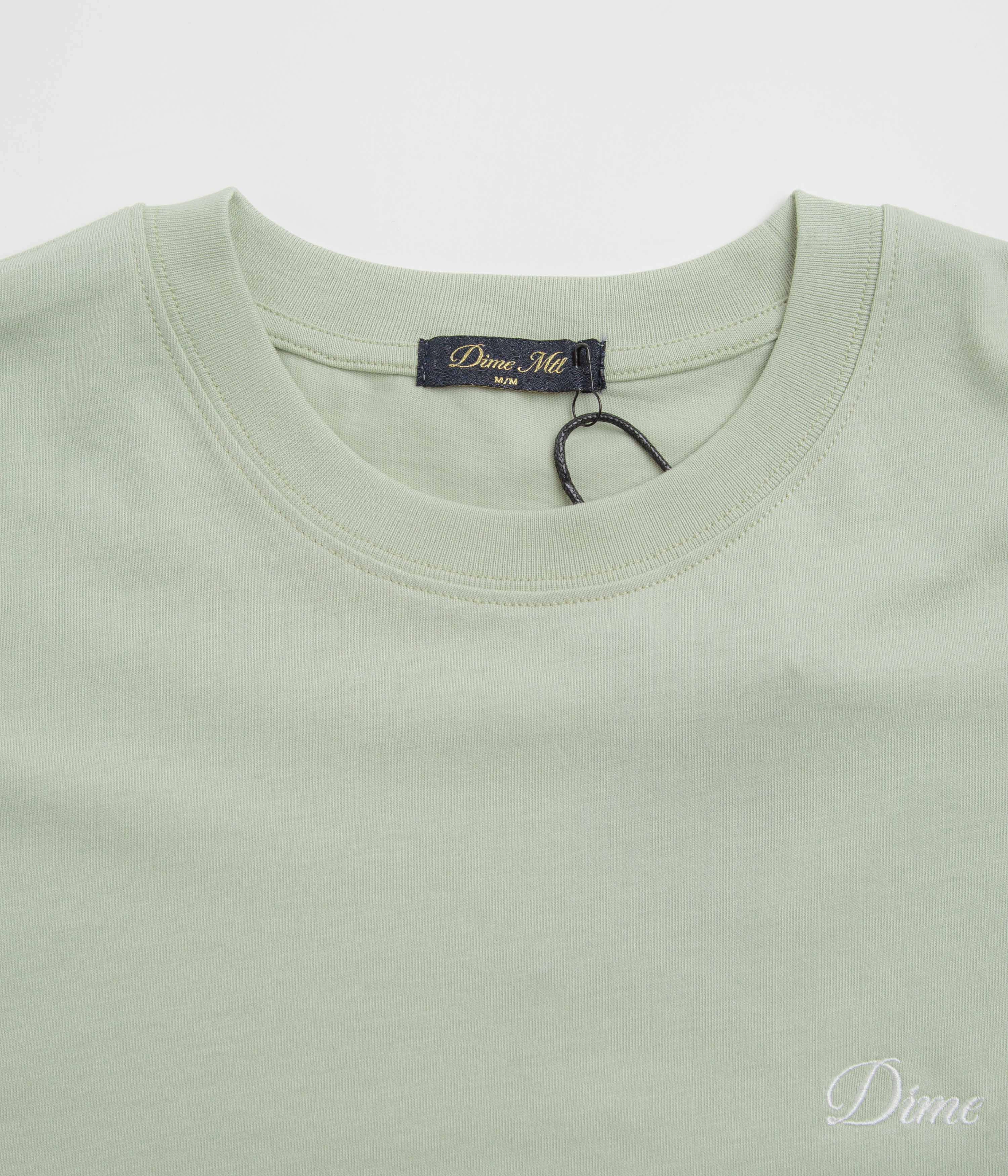 Relaxed Comfort Look Dime Cursive Small Logo T-Shirt - Charcoal Moss