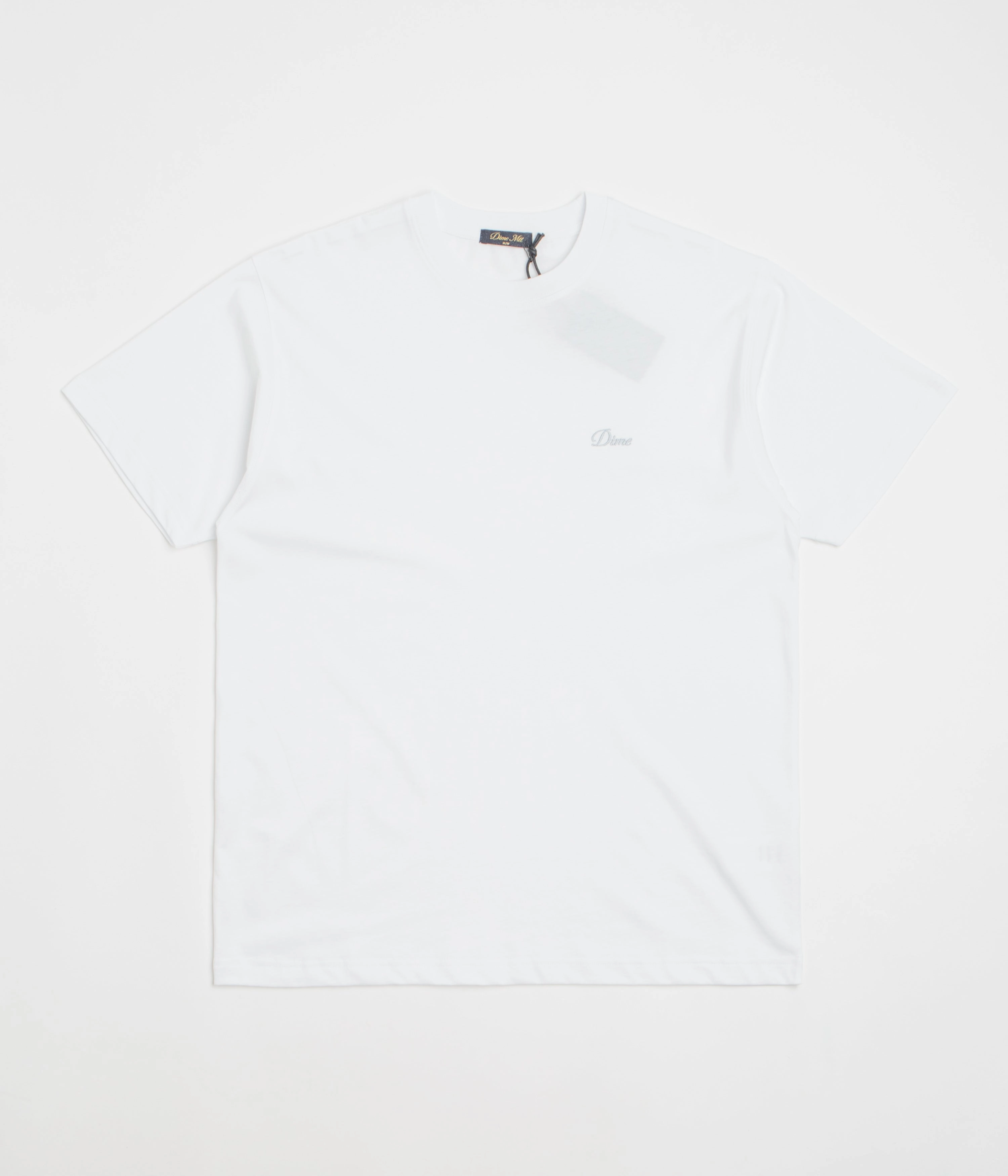 High Density Knit Dime Cursive Small Logo T-Shirt - White