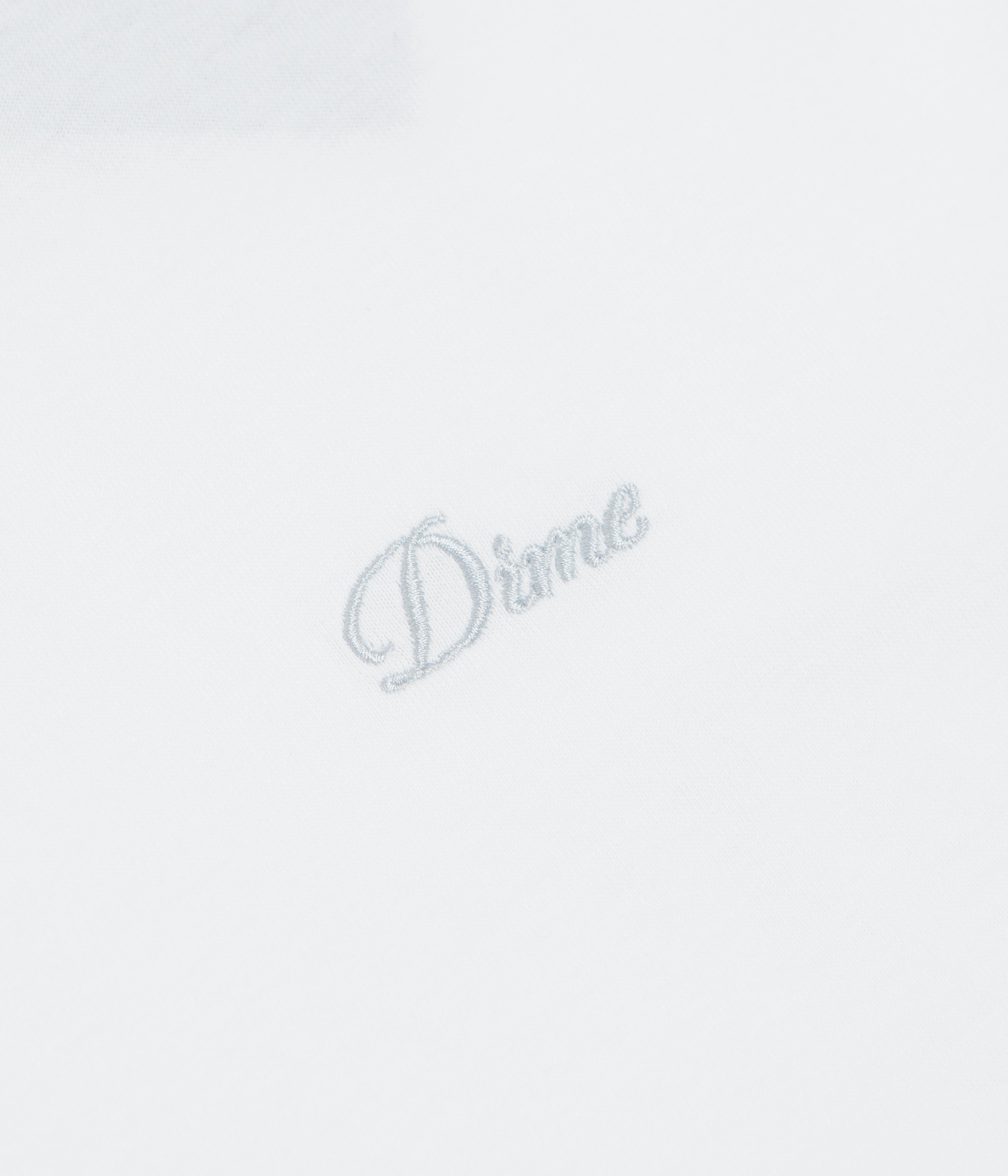 Playful Vibes Versatile and Comfortable Dime Cursive Small Logo T-Shirt - White