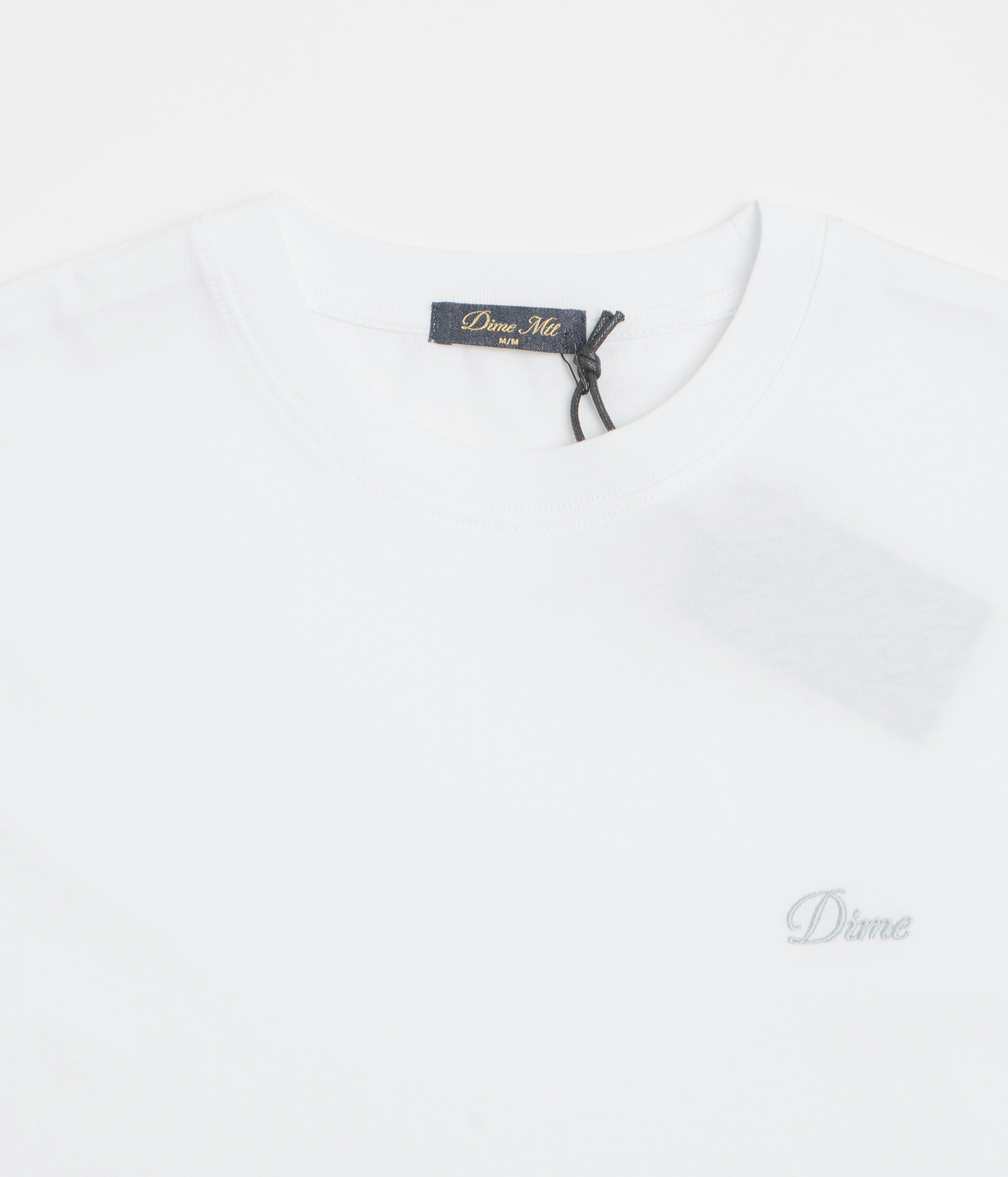 Dime Cursive Small Logo T-Shirt - White Trendy popularity Fresh Outfit