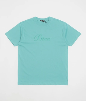 Quick Dry Material Dime Cursive T-Shirt - Vintage Teal