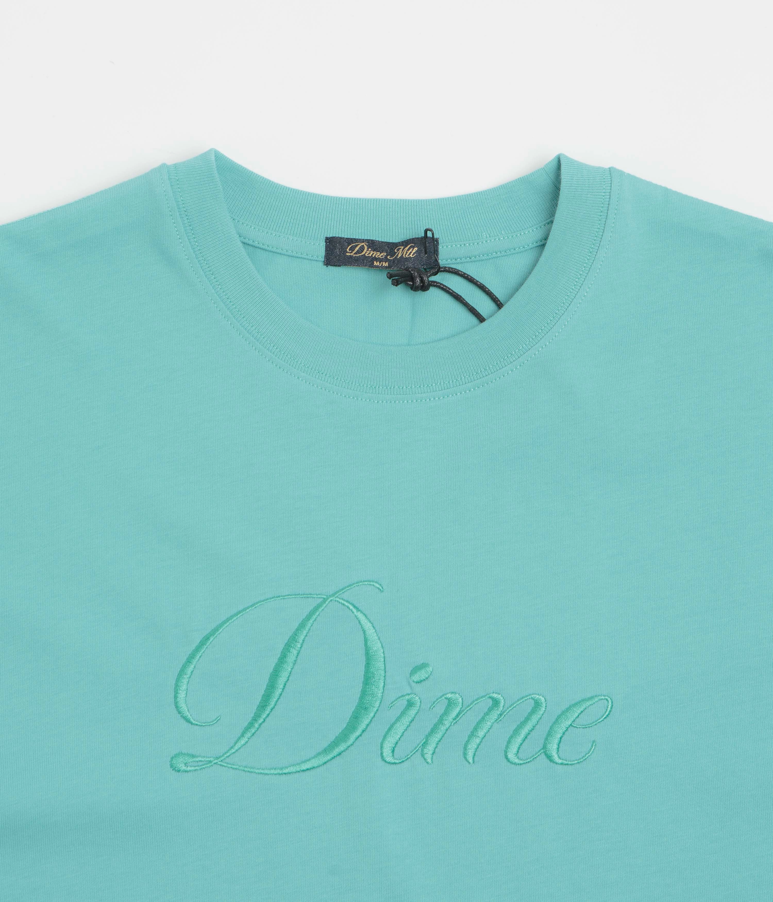 Dime Cursive T-Shirt - Vintage Teal Biodegradable Textile