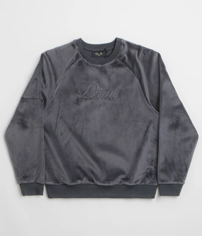Dime Cursive Velvet Crewneck Sweatshirt - Smoke Outdoor Active product home friendly comfort