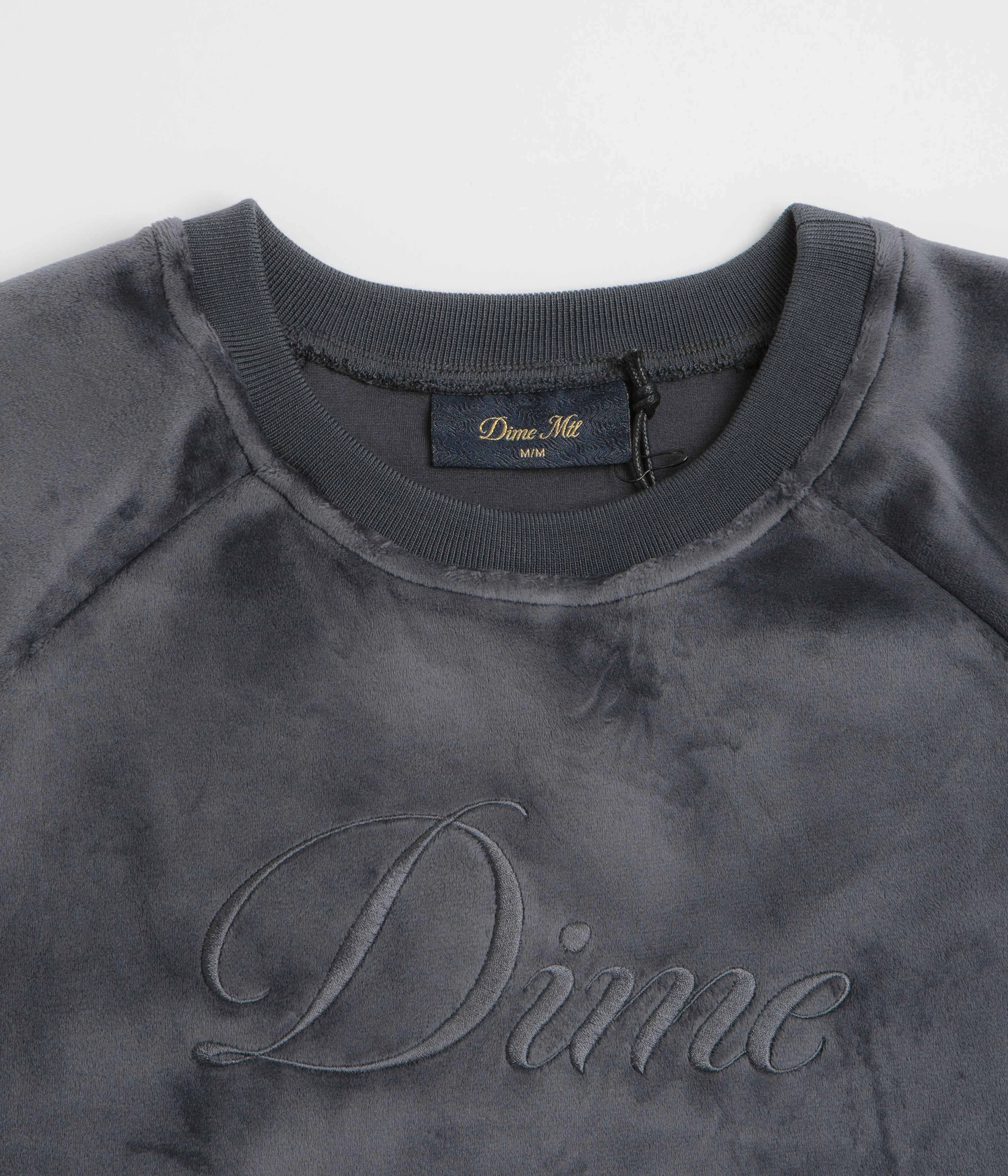 Dime Cursive Velvet Crewneck Sweatshirt - Smoke product industry position
