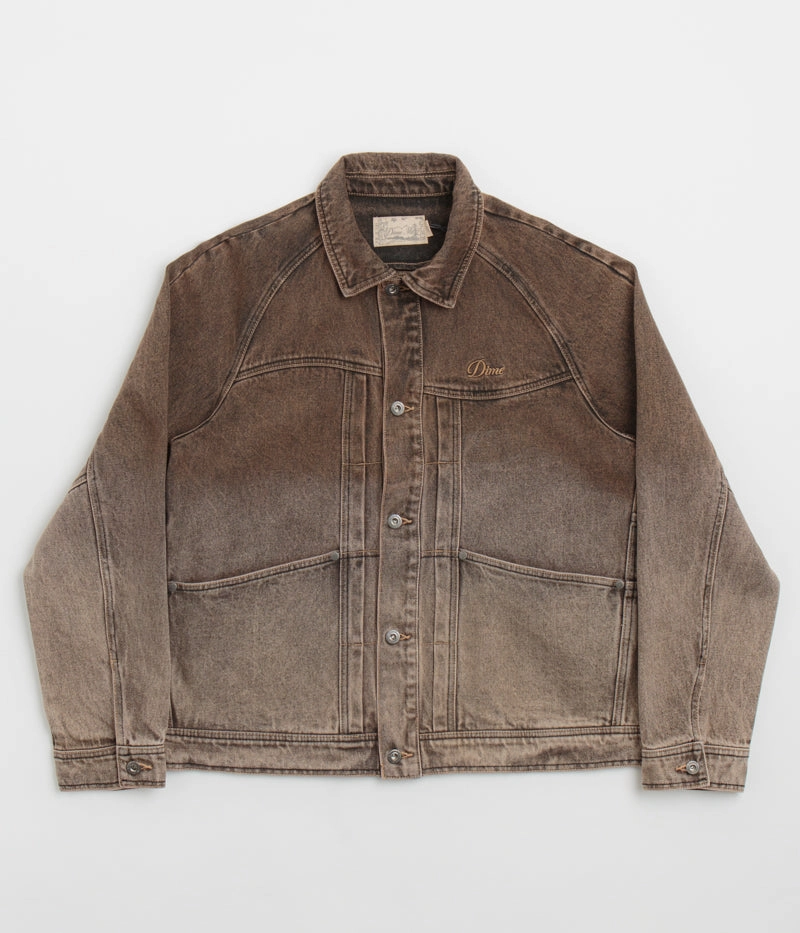 Dime Denim Jacket - Dipped Sandblasted Brown Light Fit Suitcase