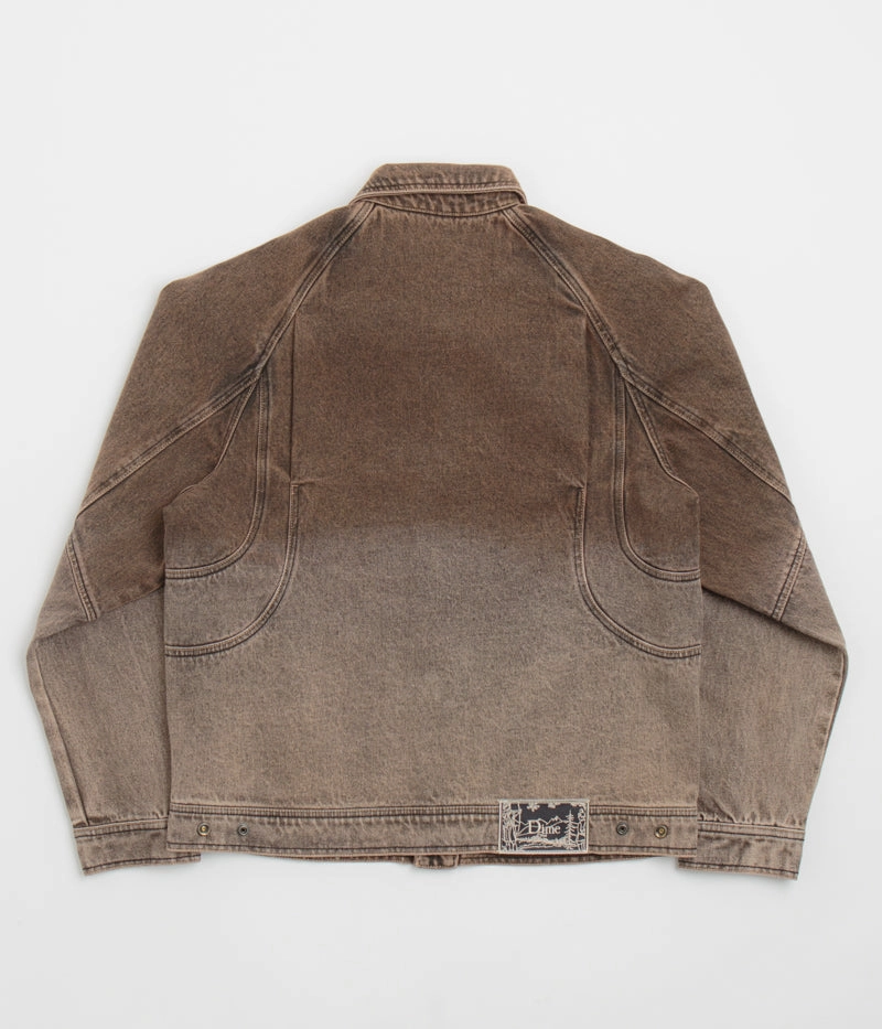 Dime Denim Jacket - Dipped Sandblasted Brown Silicone Grip Cuffs Tactile Response Fabric