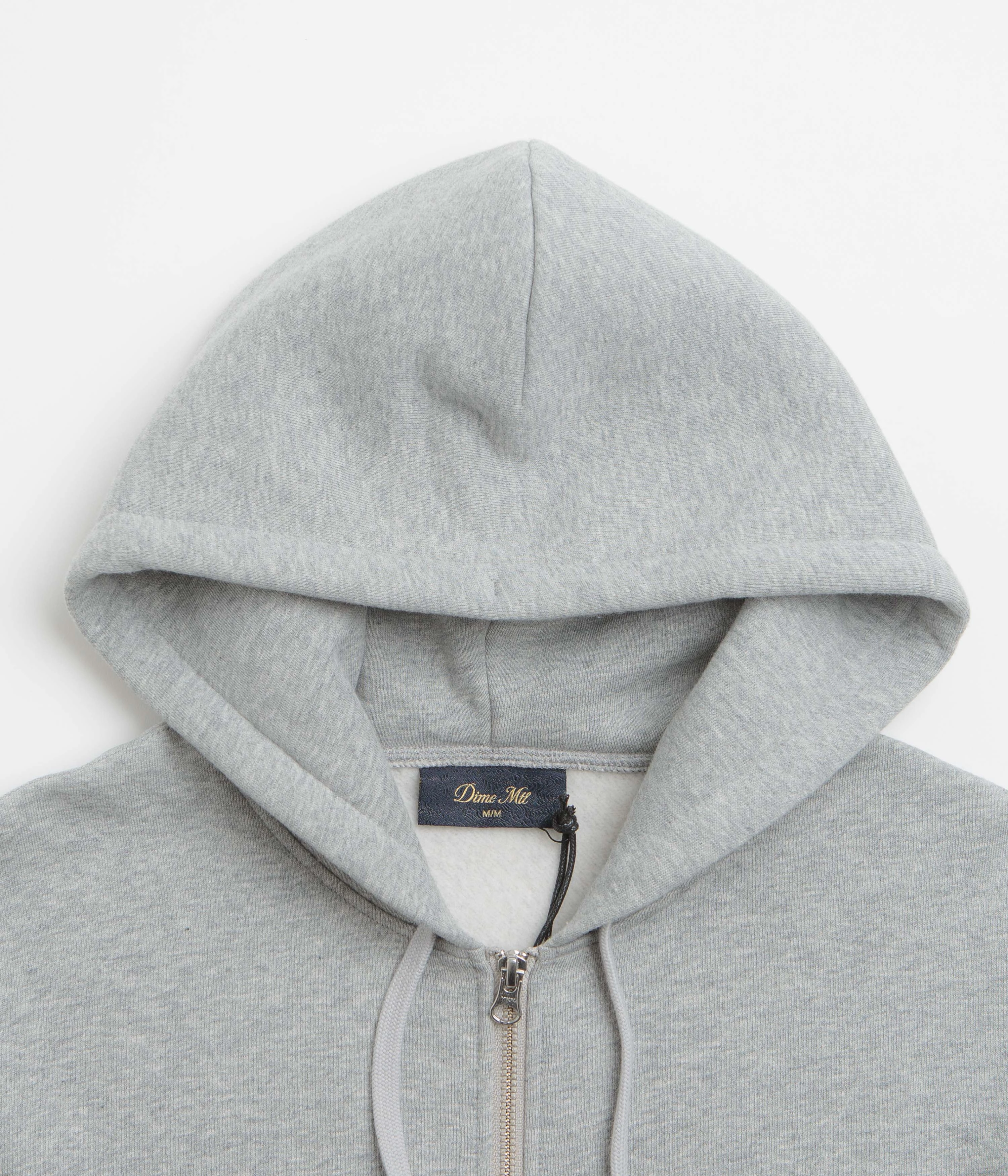 Dime Friends Full Zip Hoodie - Heather Grey Stretch Knit Construction No Sag Shoulder Support