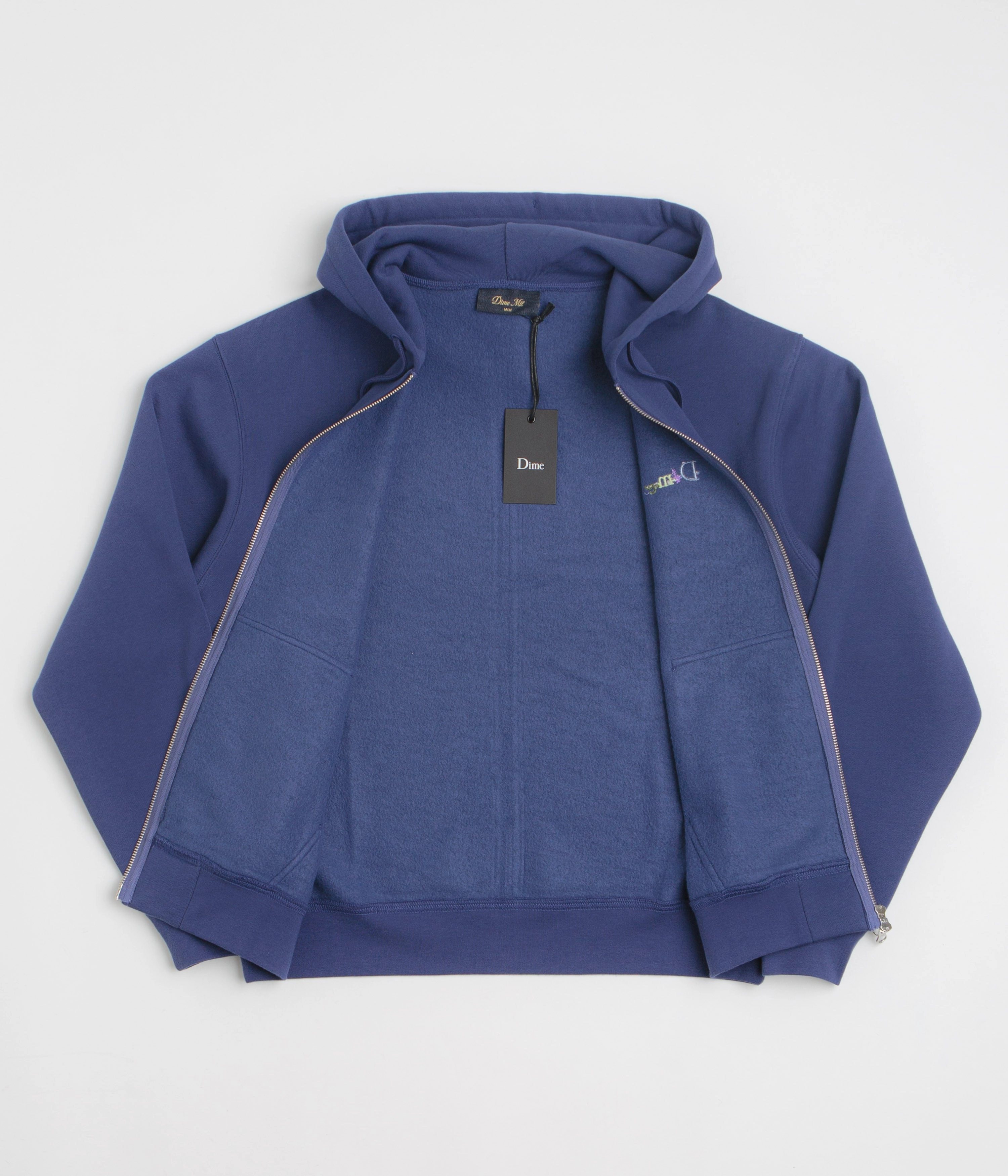 Wind Resistant Coating Minimalist Look Dime Friends Full Zip Hoodie - Night Blue