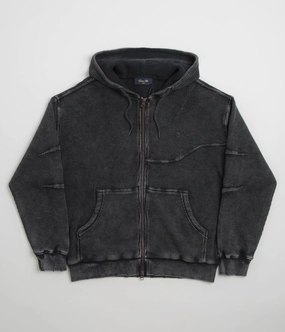 Dime Premium Waffle Full Zip Hoodie - Faded Black Thermal Lining