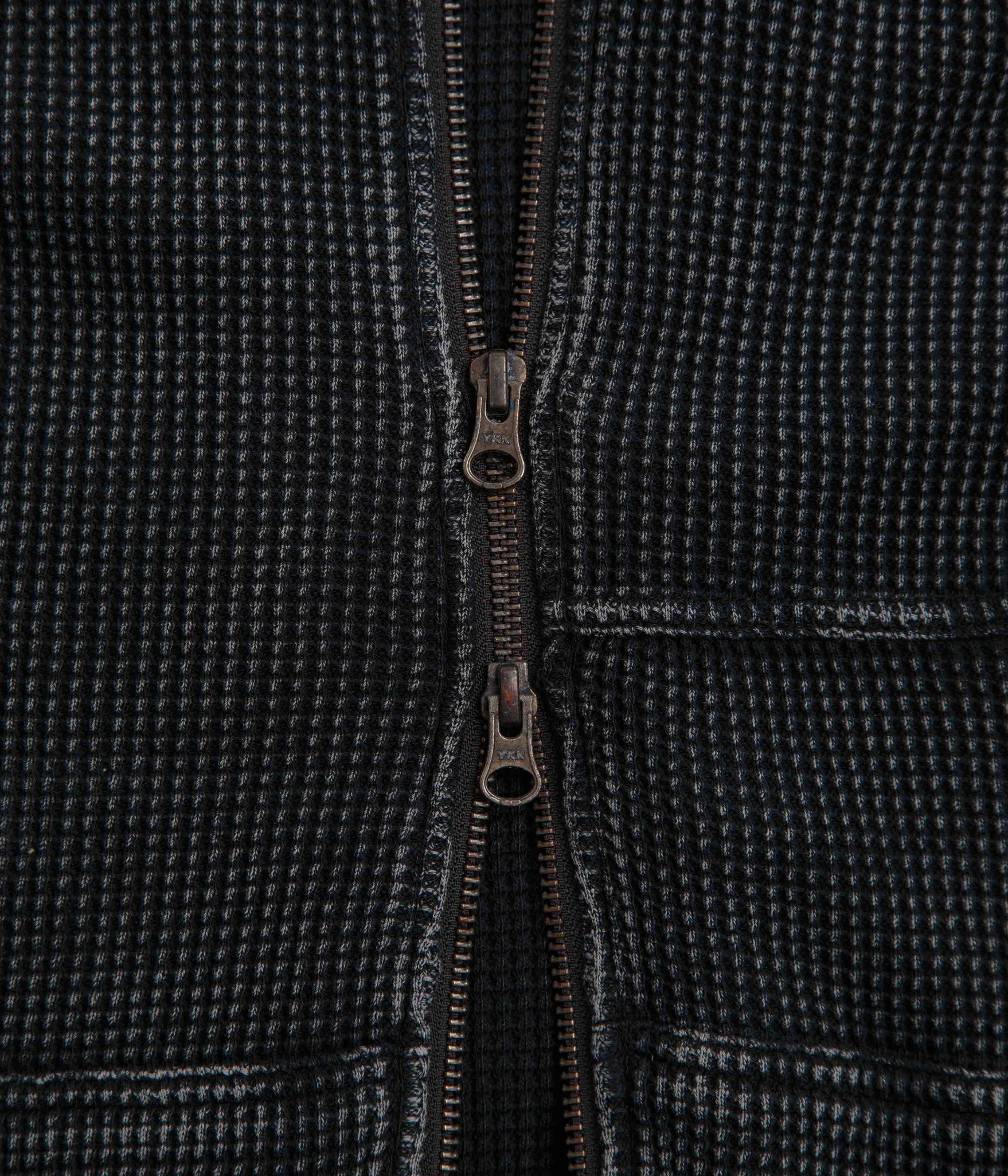 forest hike Artistic Detail Dime Premium Waffle Full Zip Hoodie - Faded Black