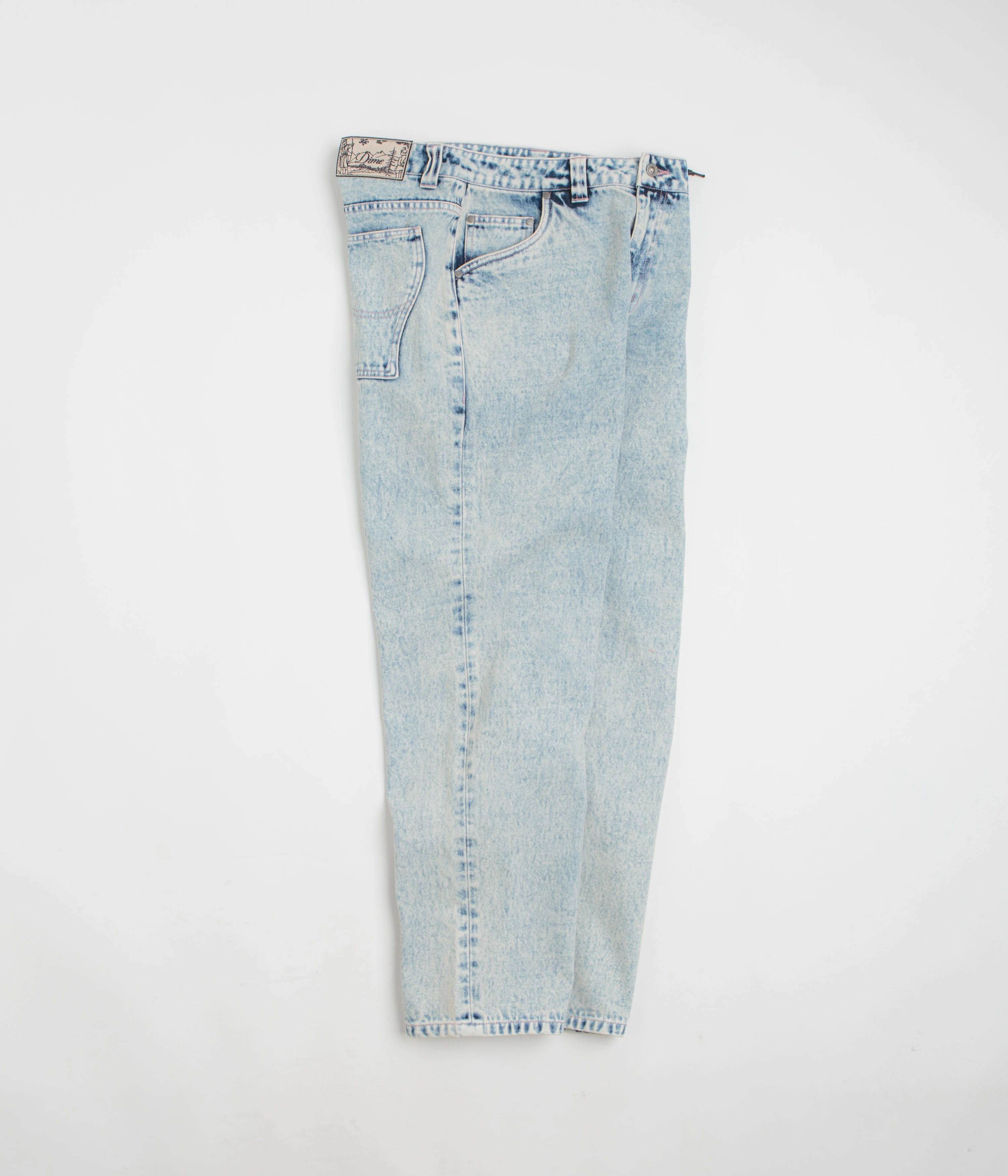 Perfect Movement Dime Relaxed Denim Pants - Light Snow Washed