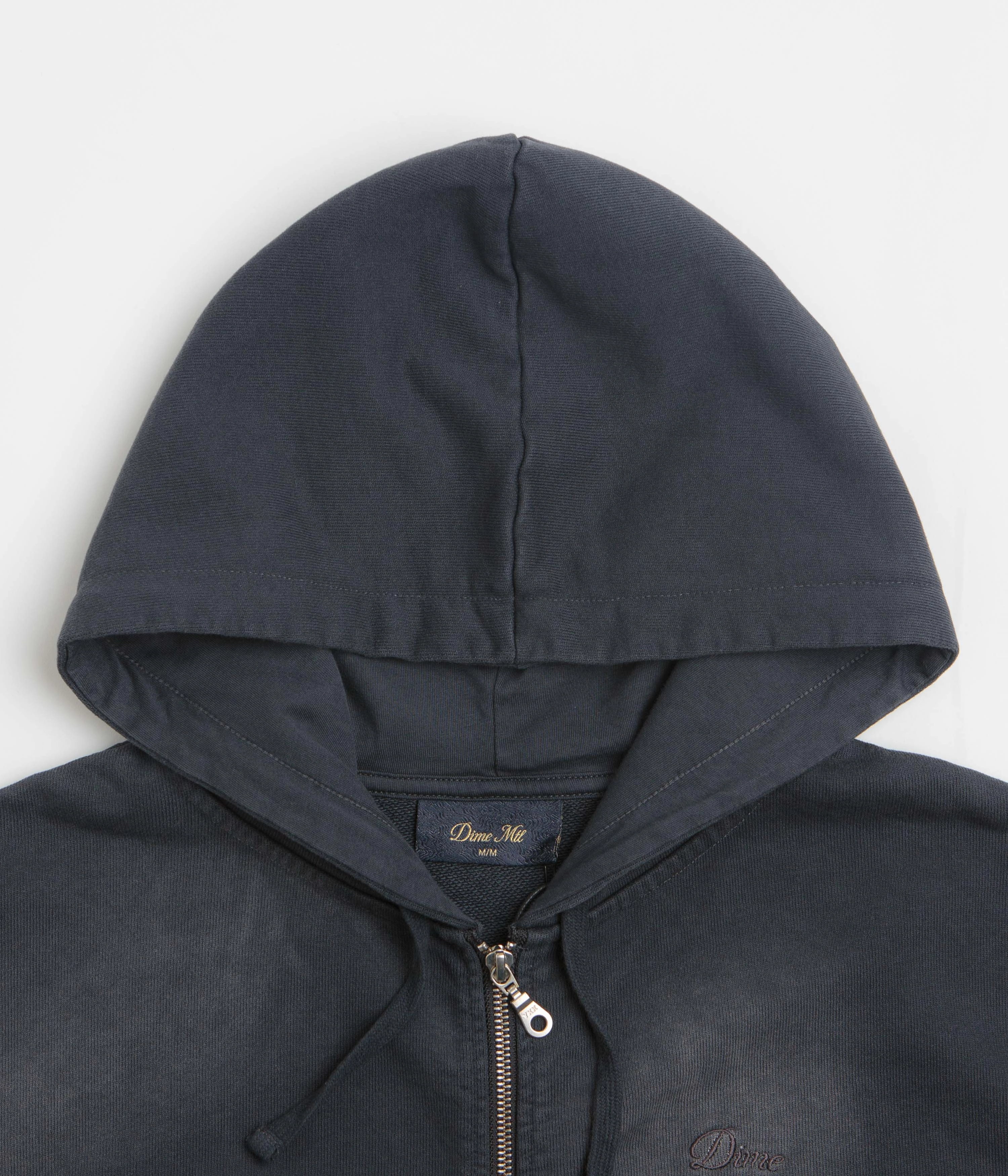 Dime Womens Cropped Full Zip Hoodie - Black Washed Outdoor Essential